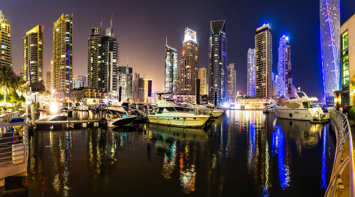 Dubai Restaurant With A Water Front View