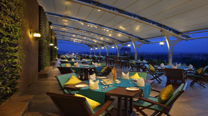 Check out the great view from the top at these restaurants in Ahmedabad - Earthen Oven, @Nine, Sphere Lounge, Blue and Sizzante!