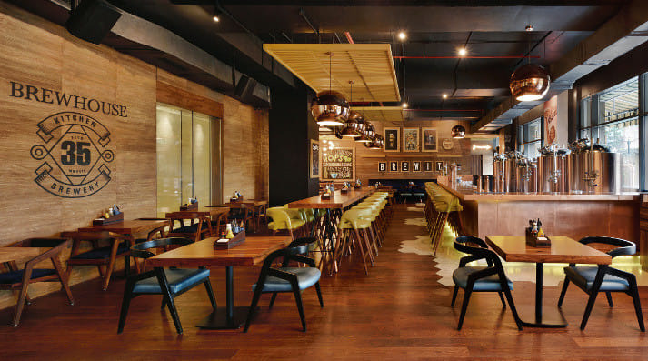 Designed like a German brewhouse, 35 Brewhouse offers well-crafted beers and a menu to match the mood