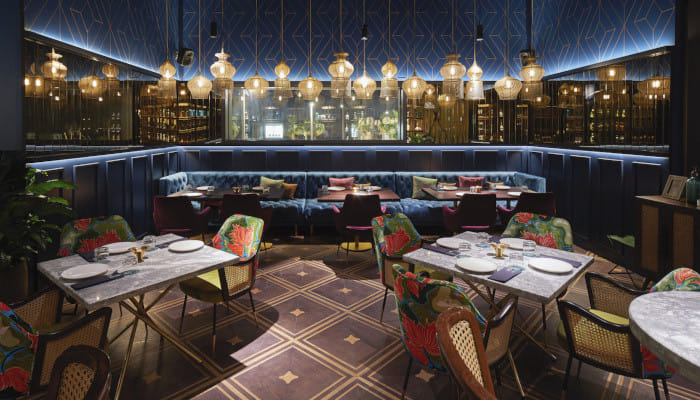 Savor contemporary cuisine and bespoke cocktails at this lively restaurant in Dubai