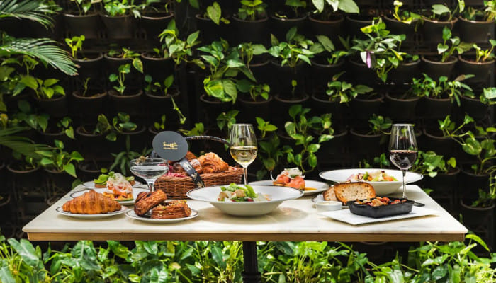 This authentic lounge-style French eatery is the place to be