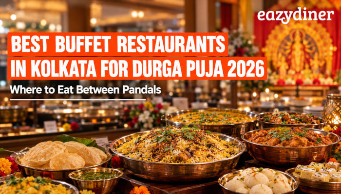 Six hotel buffets across New Town, Ballygunge and Elgin, matched to the pandals near each one