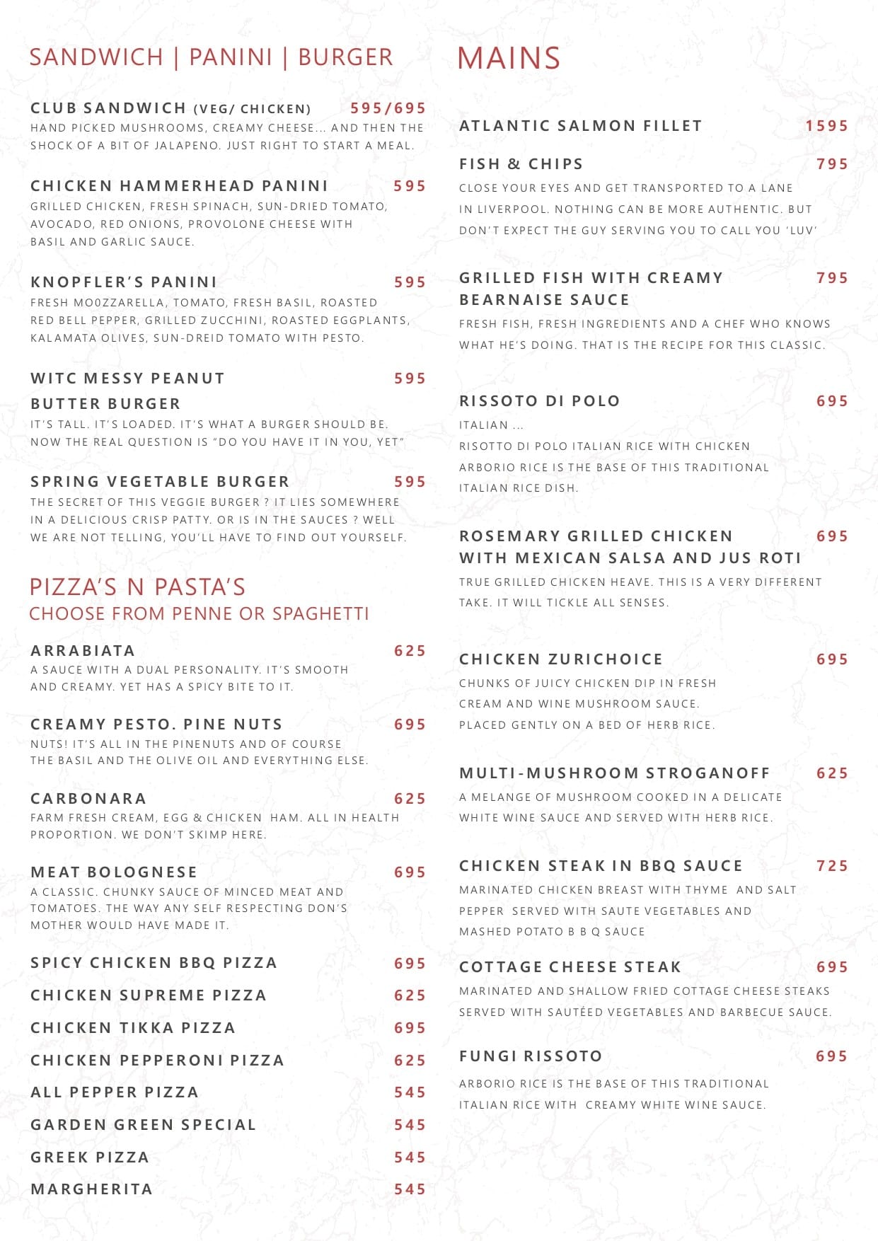 Dining Experience for Two at Wok In The Clouds, West Delhi — Food menu