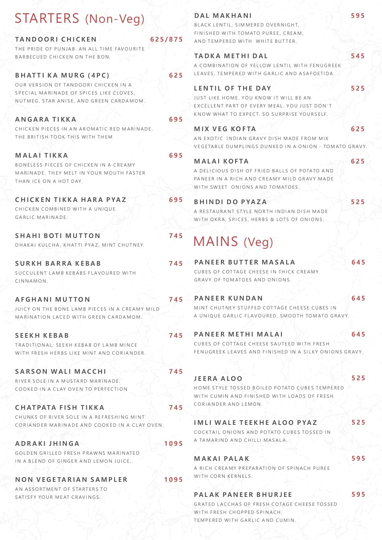 Dining Experience for Two at Wok In The Clouds, West Delhi — Food menu