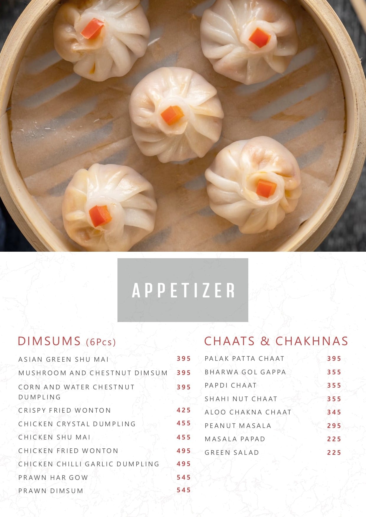 Dining Experience for Two at Wok In The Clouds, West Delhi — Food menu