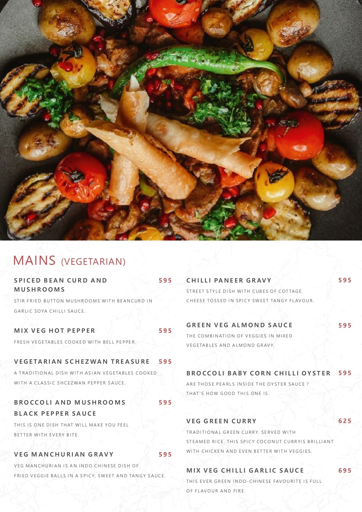 Dining Experience for Two at Wok In The Clouds, West Delhi — Food menu