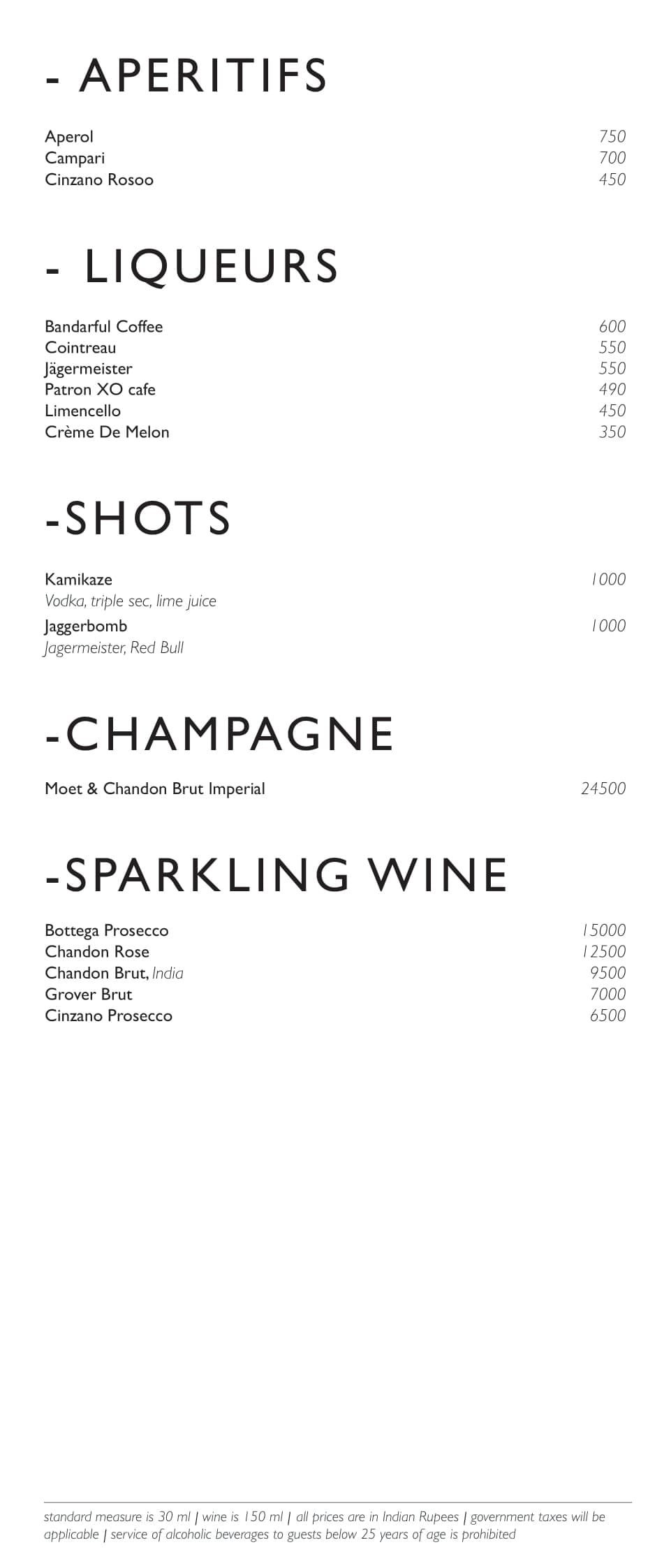 Dining Experience for Two at Kiyan, New Delhi — Beverages menu
