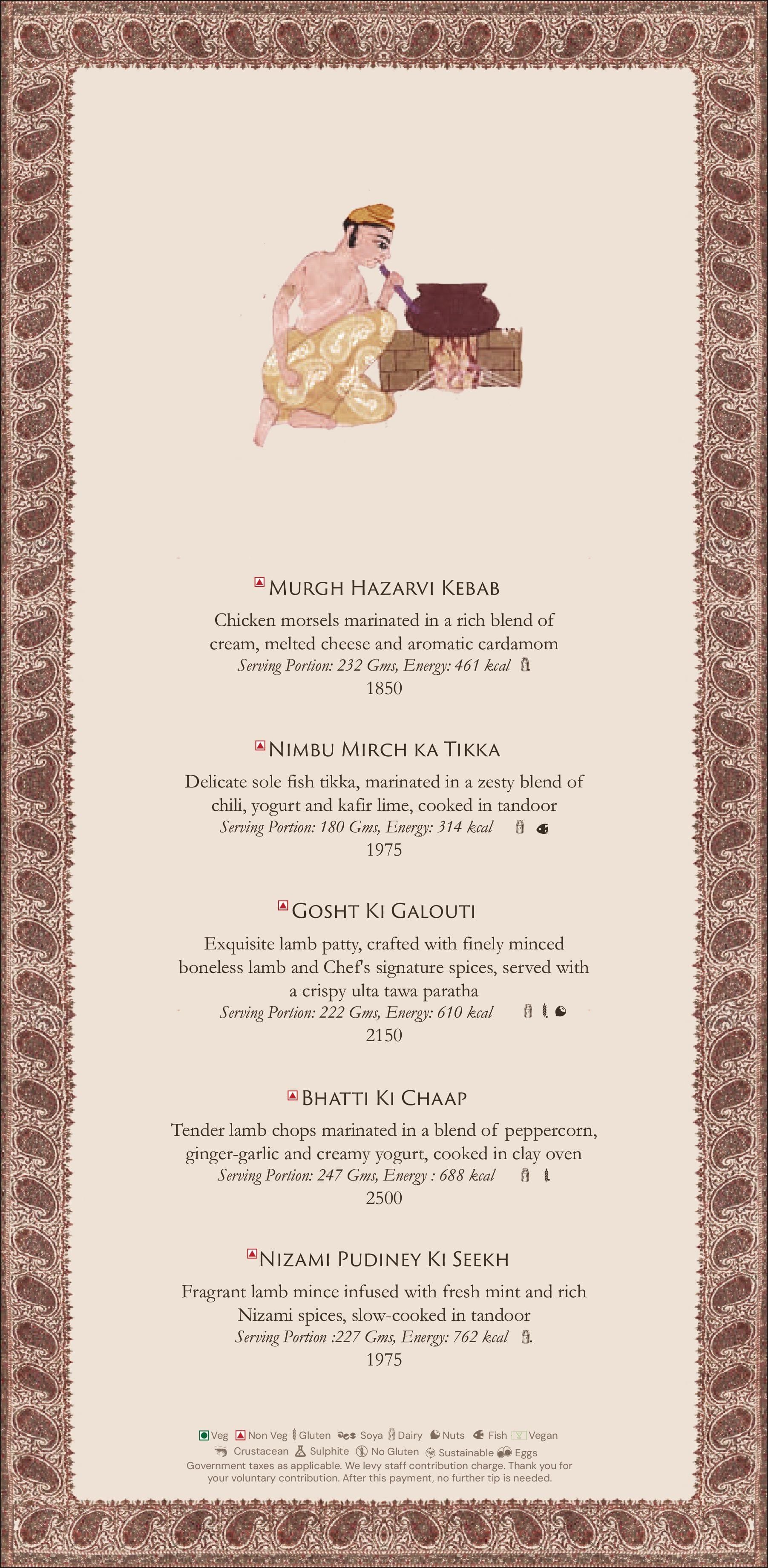 Dining Experience for Two at Jamavar, New Delhi — Food menu