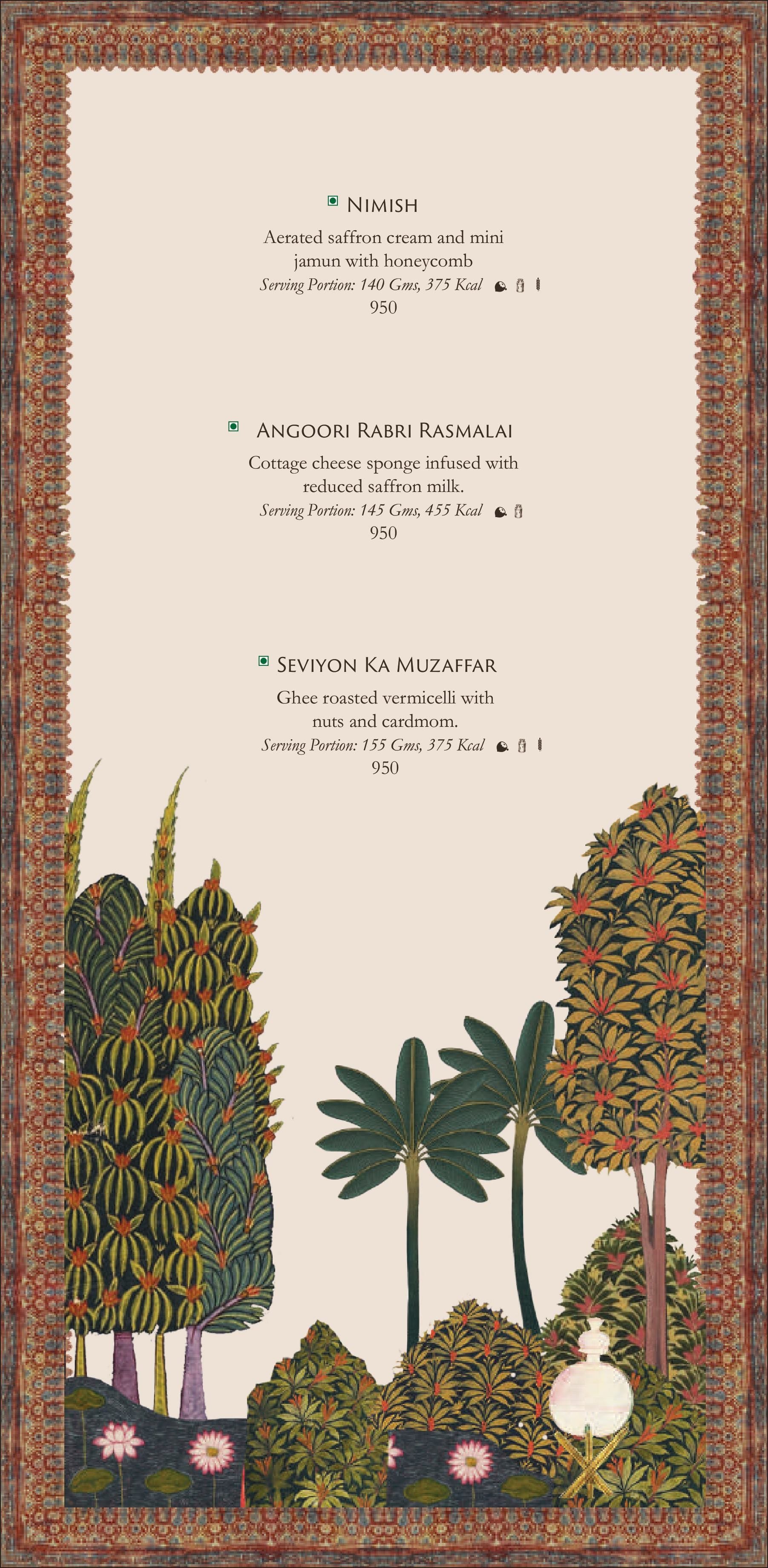 Dining Experience for Two at Jamavar, New Delhi — Food menu