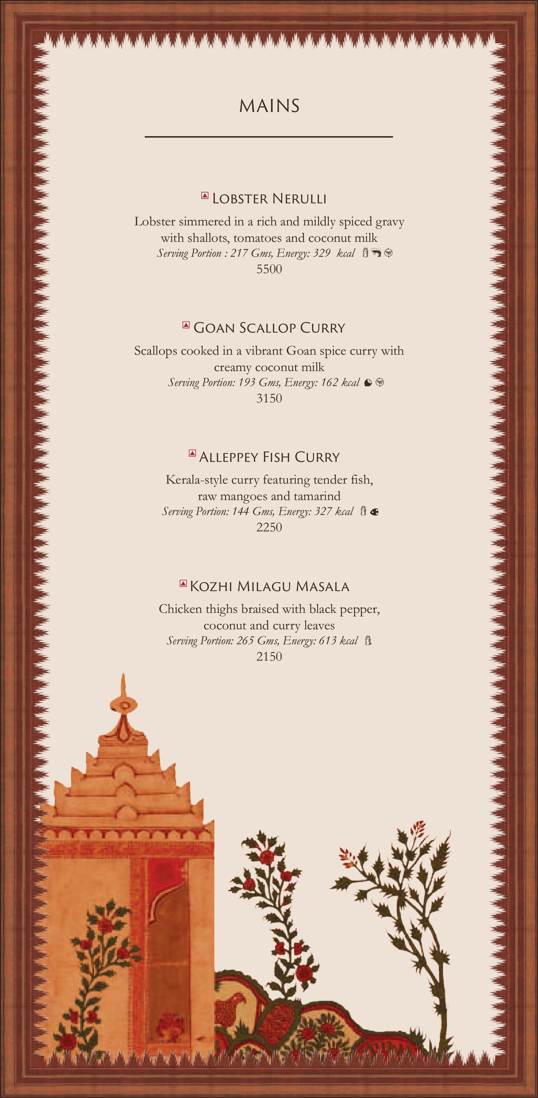 Dining Experience for Two at Jamavar, New Delhi — Food menu