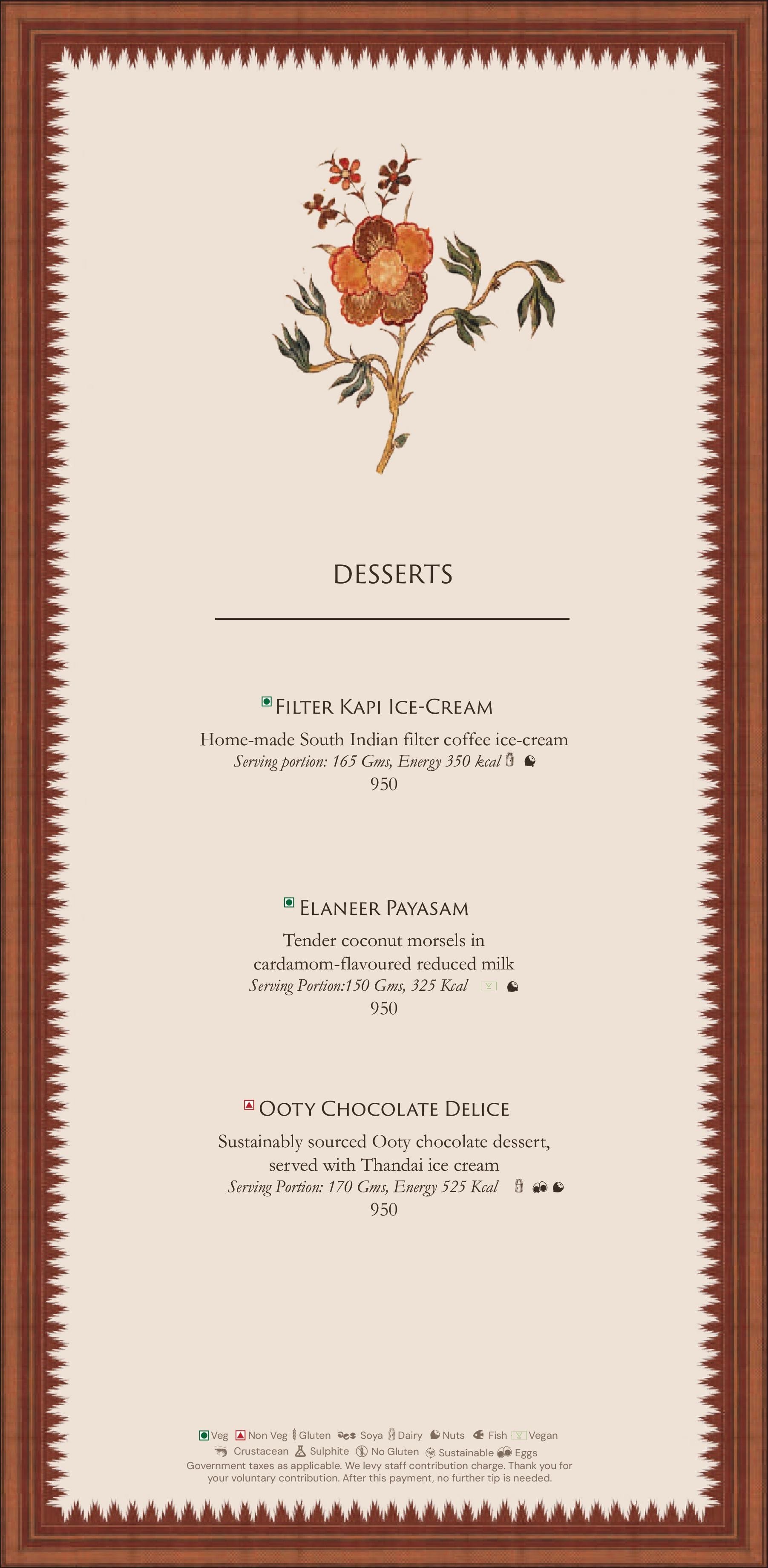 Dining Experience for Two at Jamavar, New Delhi — Food menu