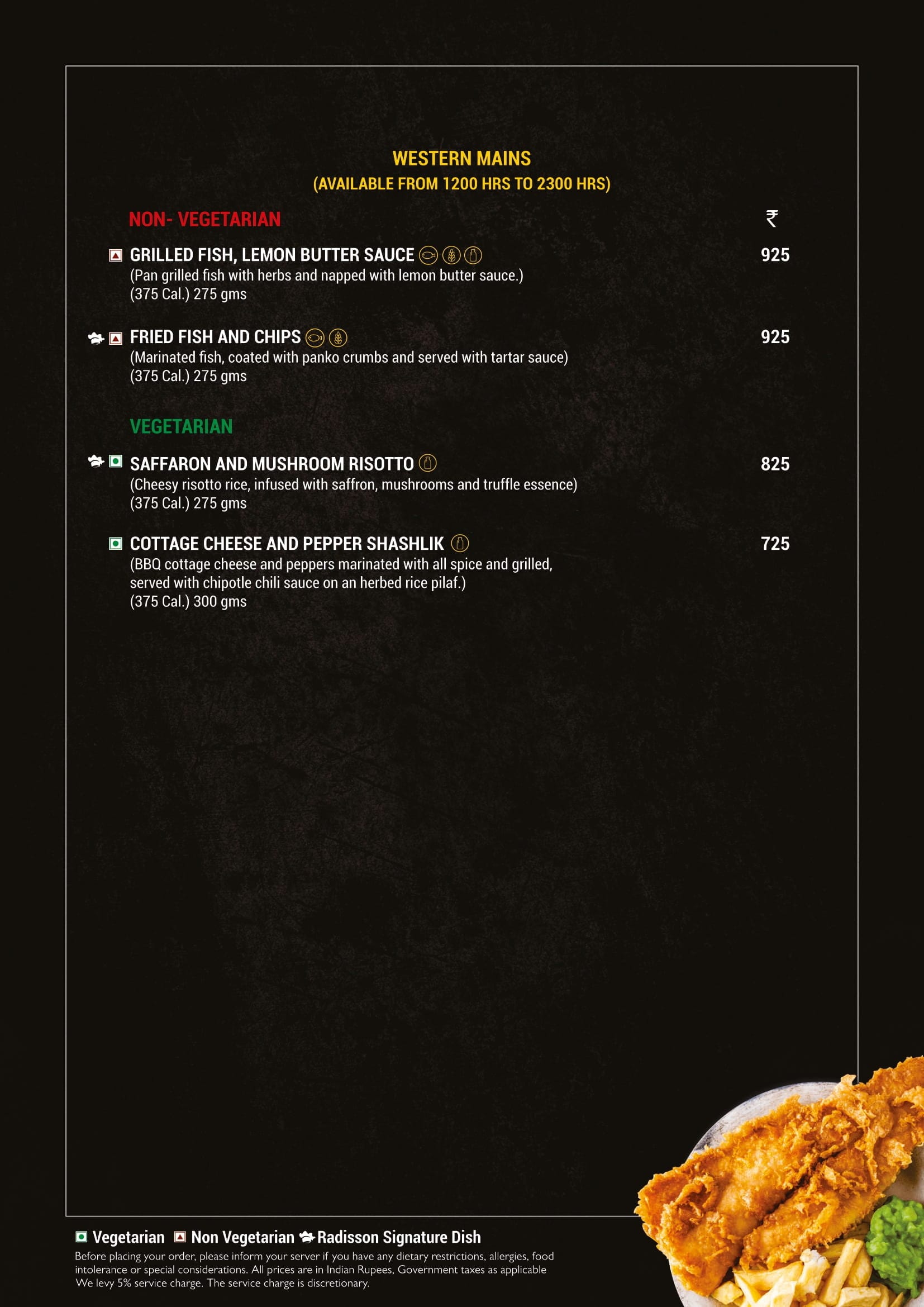 Dining Experience for Two at Fifty9, New Delhi — Food menu