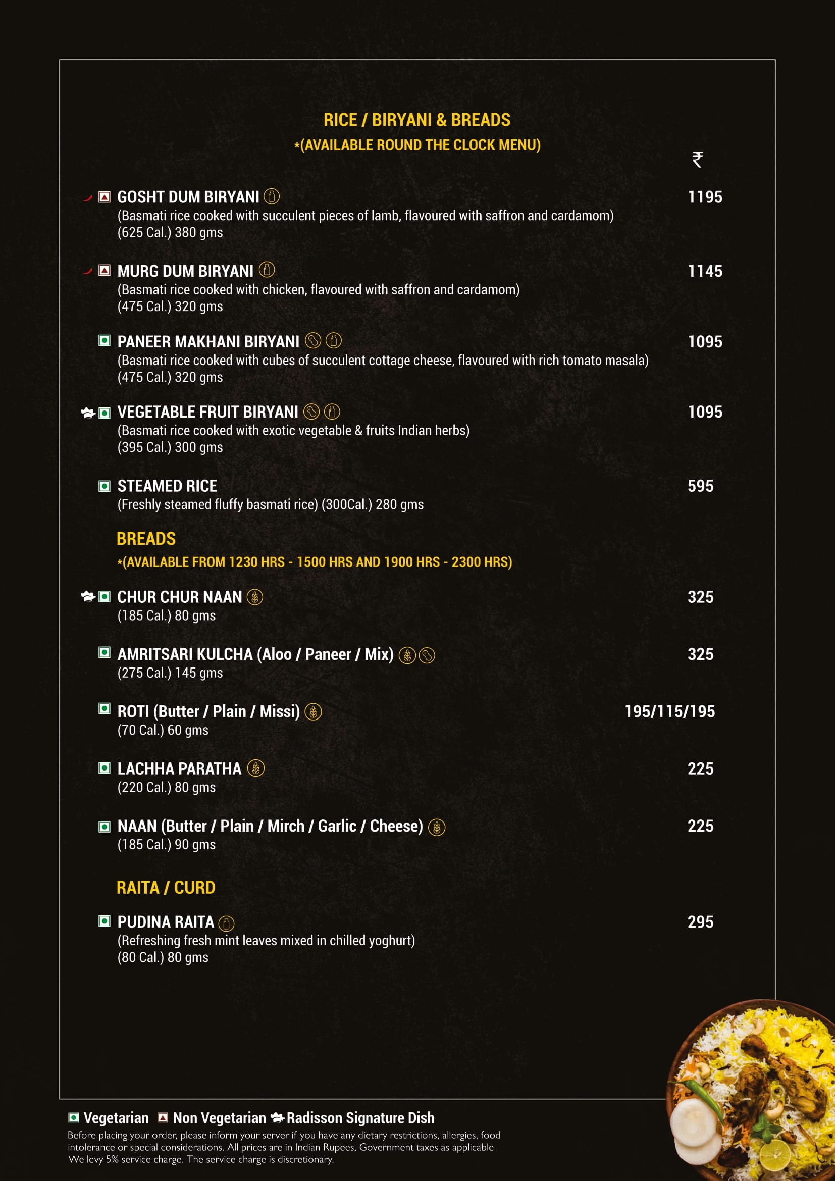 Dining Experience for Two at Fifty9, New Delhi — Food menu