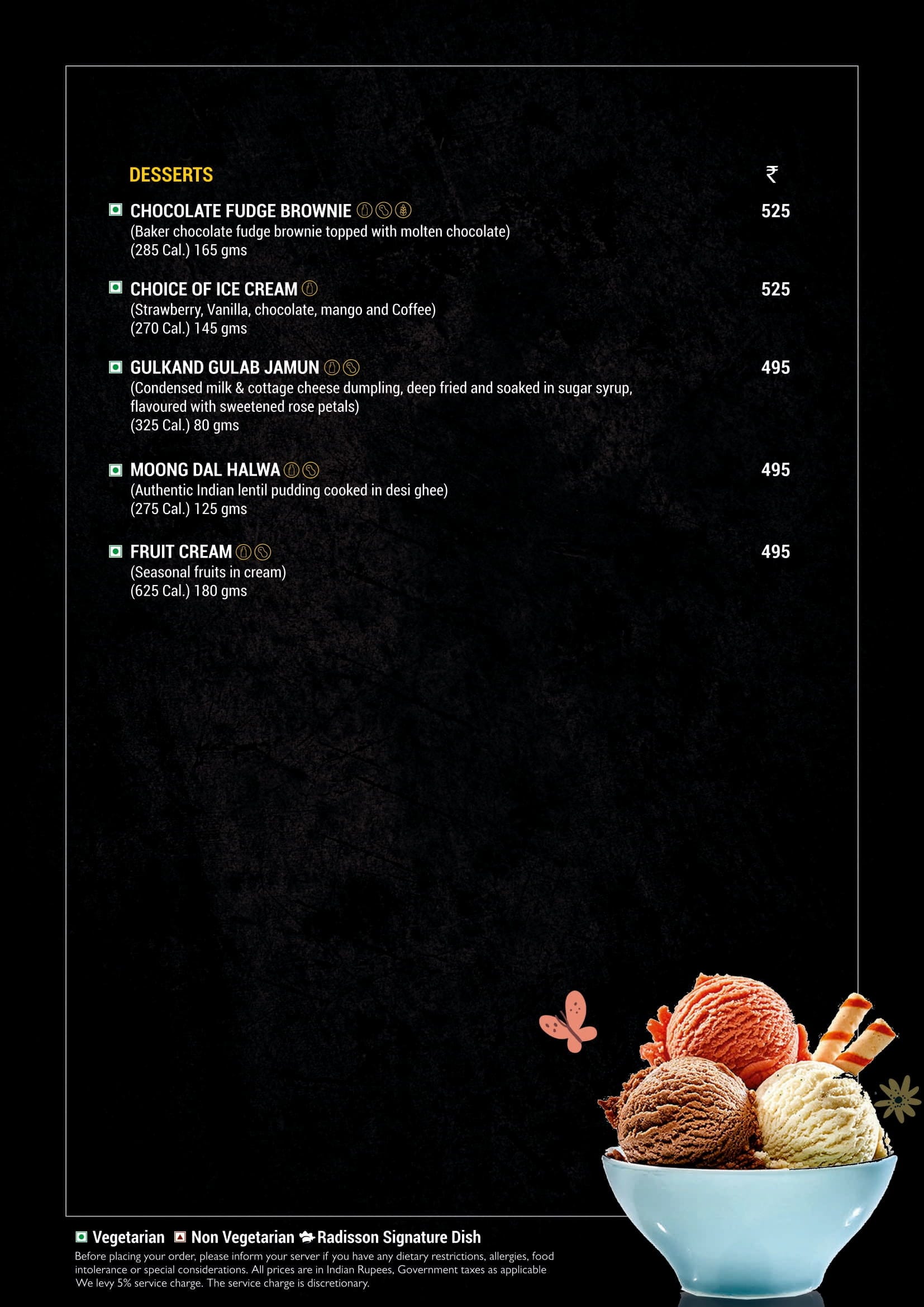 Dining Experience for Two at Fifty9, New Delhi — Food menu