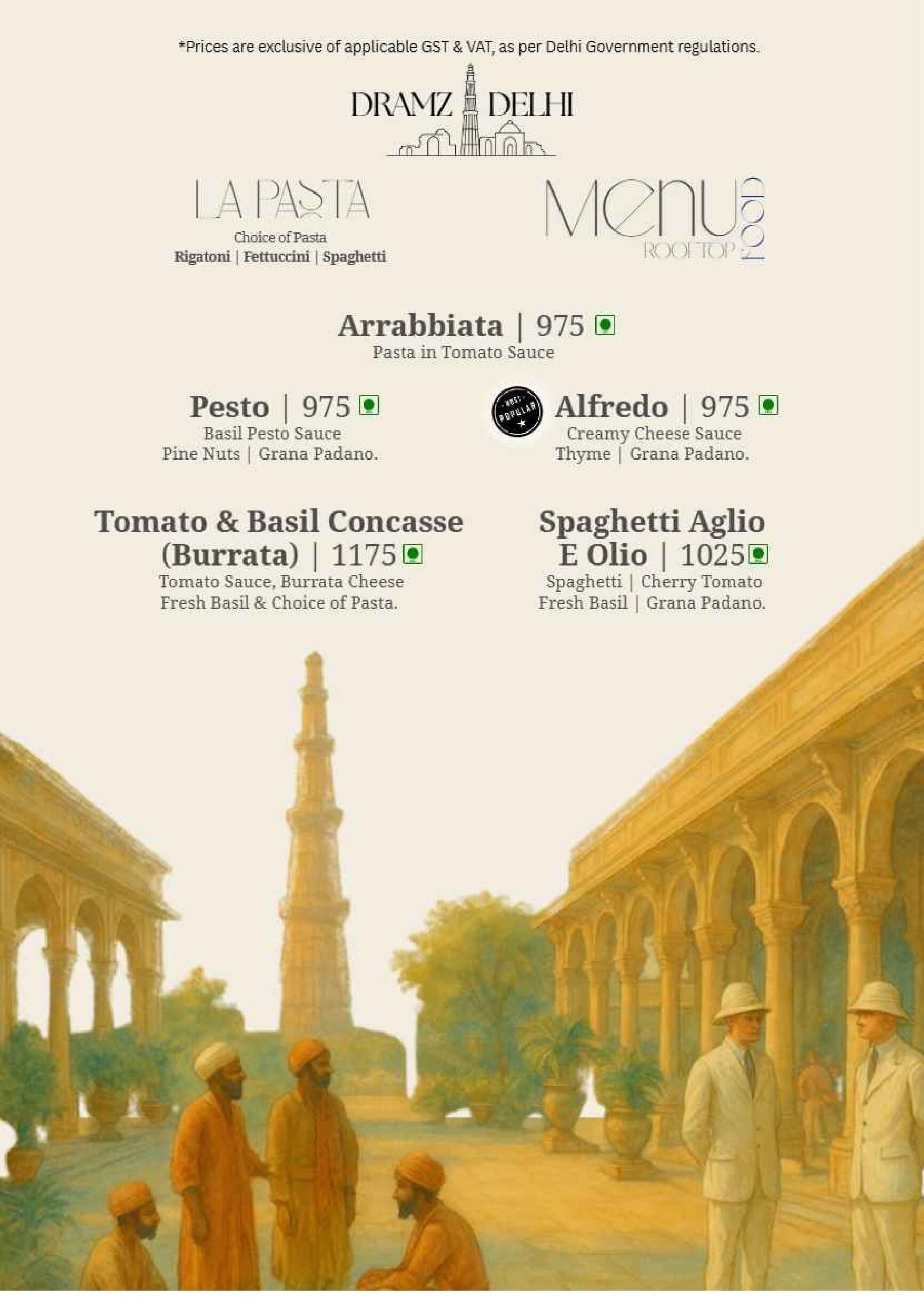 Dining Experience for Two at DRAMZ, South Delhi — Food menu
