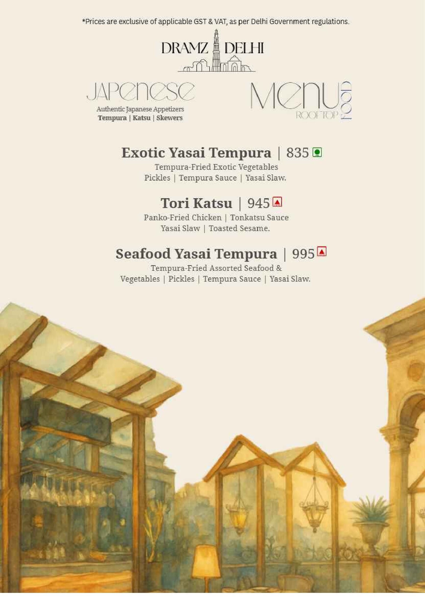Dining Experience for Two at DRAMZ, South Delhi — Food menu