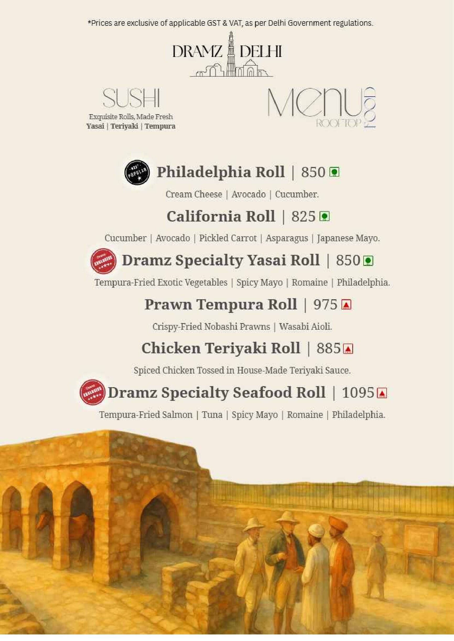 Dining Experience for Two at DRAMZ, South Delhi — Food menu