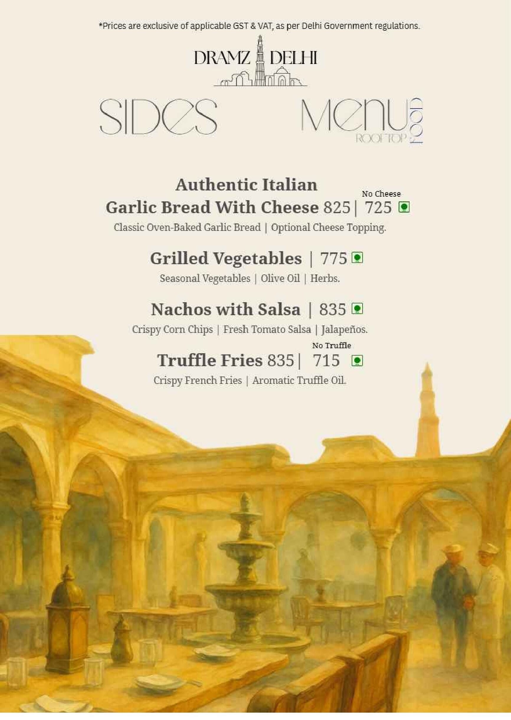 Dining Experience for Two at DRAMZ, South Delhi — Food menu