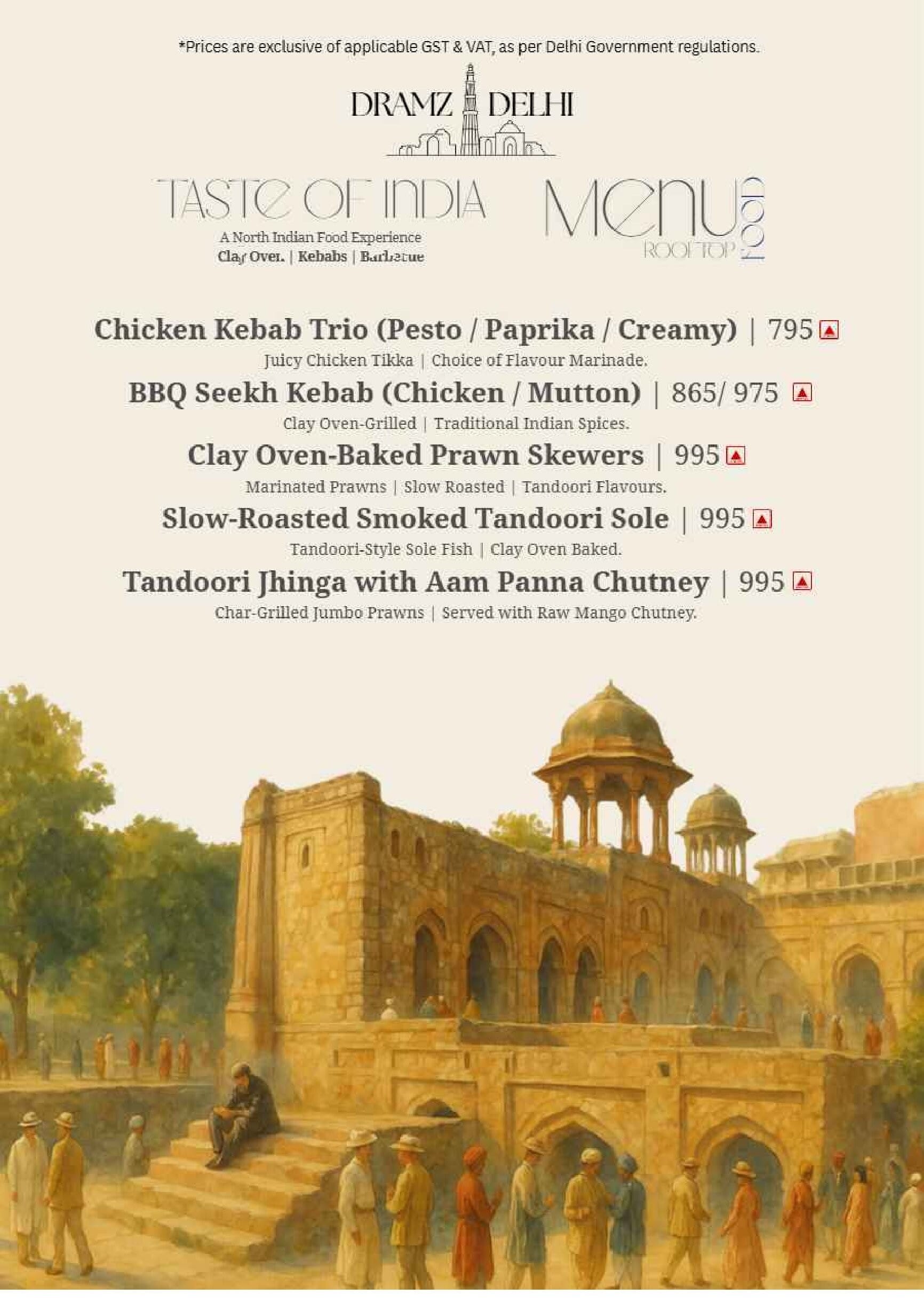 Dining Experience for Two at DRAMZ, South Delhi — Food menu