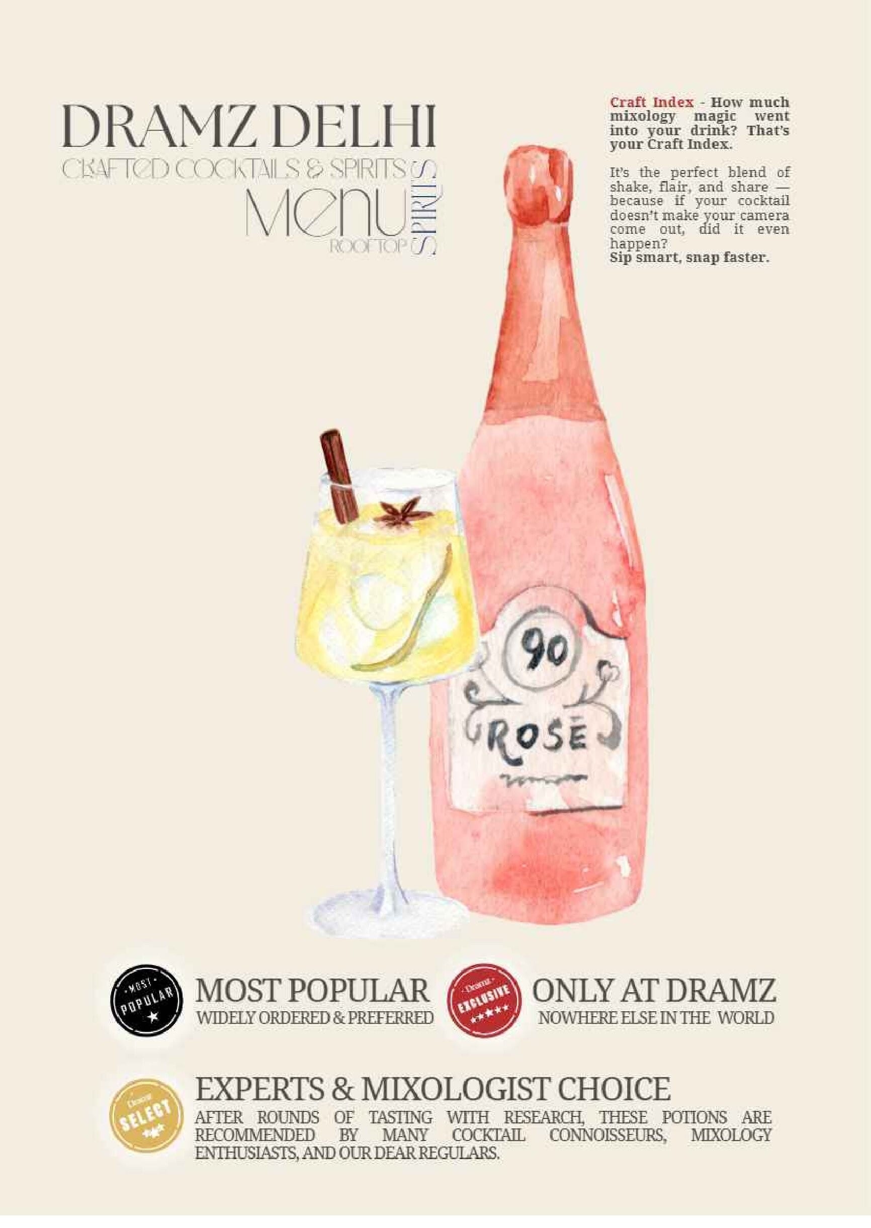 Dining Experience for Two at DRAMZ, South Delhi — Beverages menu