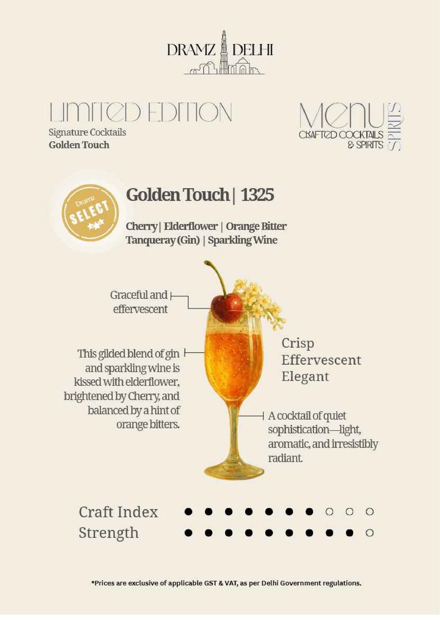 Dining Experience for Two at DRAMZ, South Delhi — Beverages menu