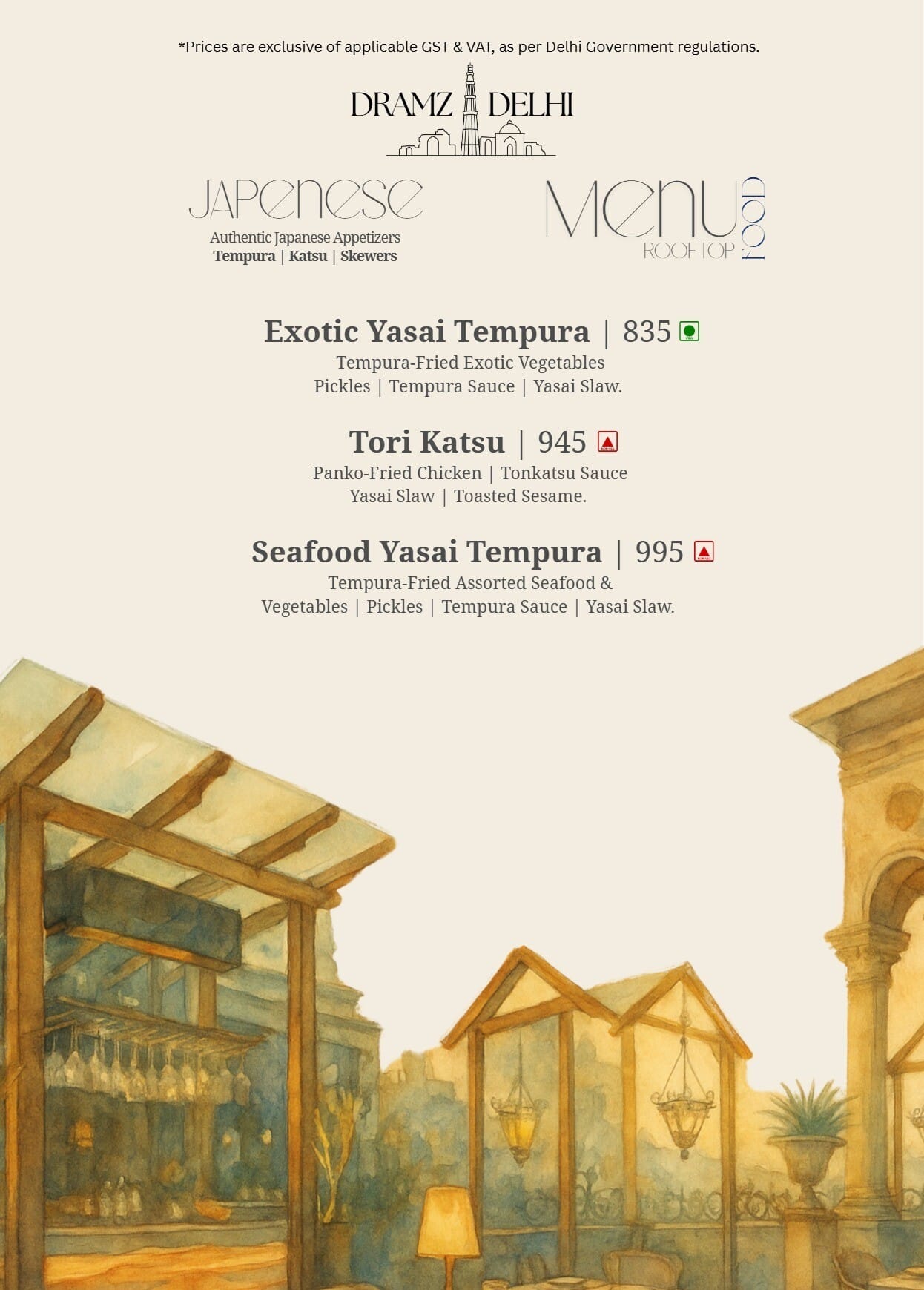Dining Experience for Two at DRAMZ, South Delhi — Food menu