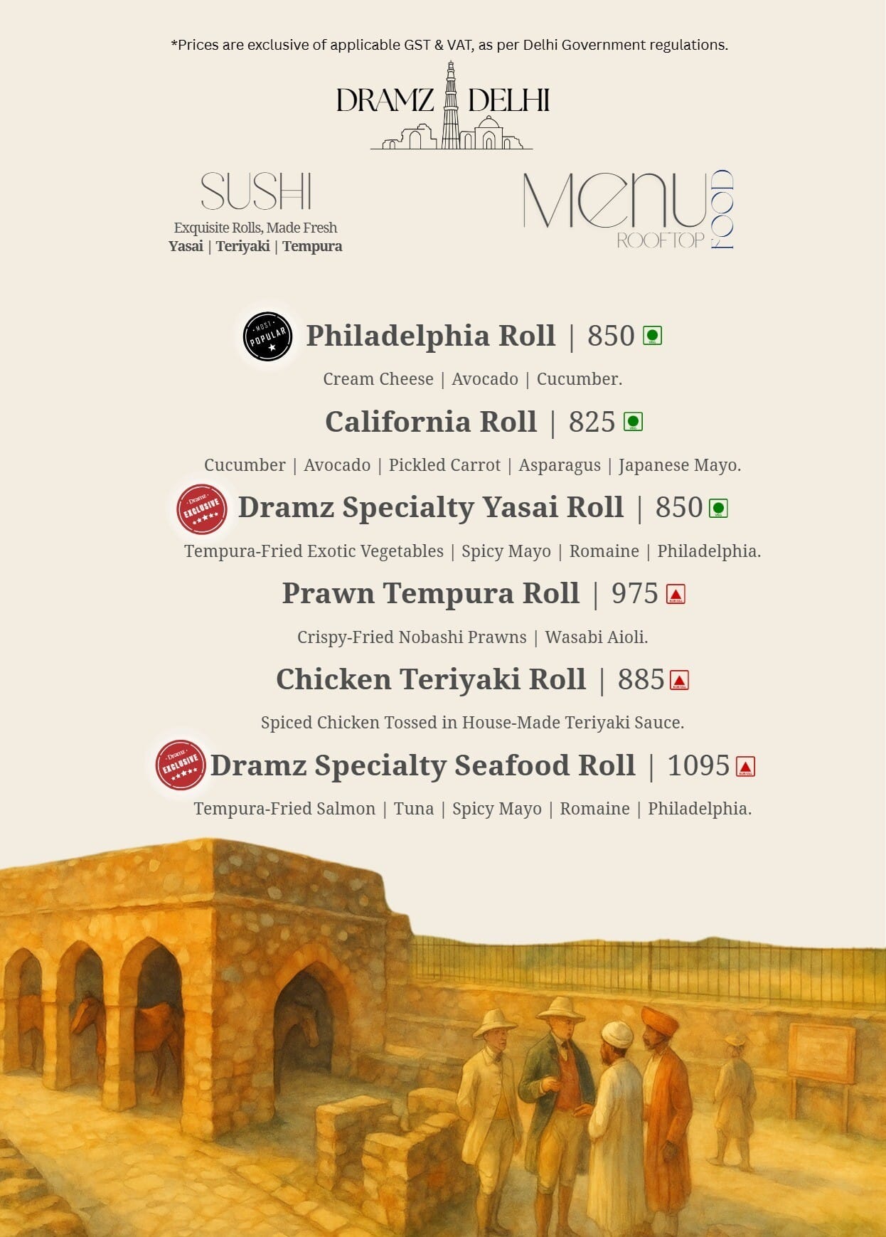 Dining Experience for Two at DRAMZ, South Delhi — Food menu