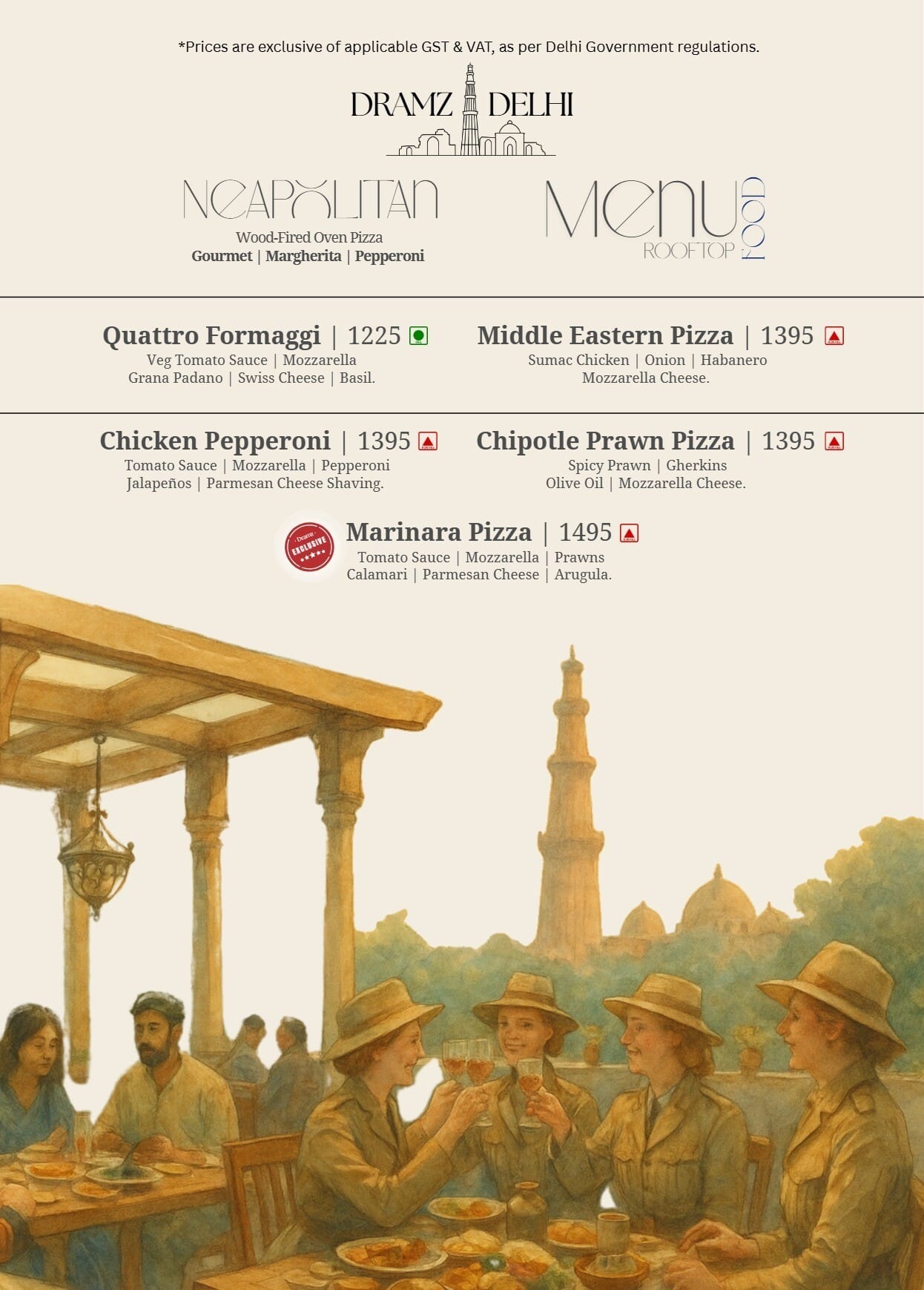 Dining Experience for Two at DRAMZ, South Delhi — Food menu
