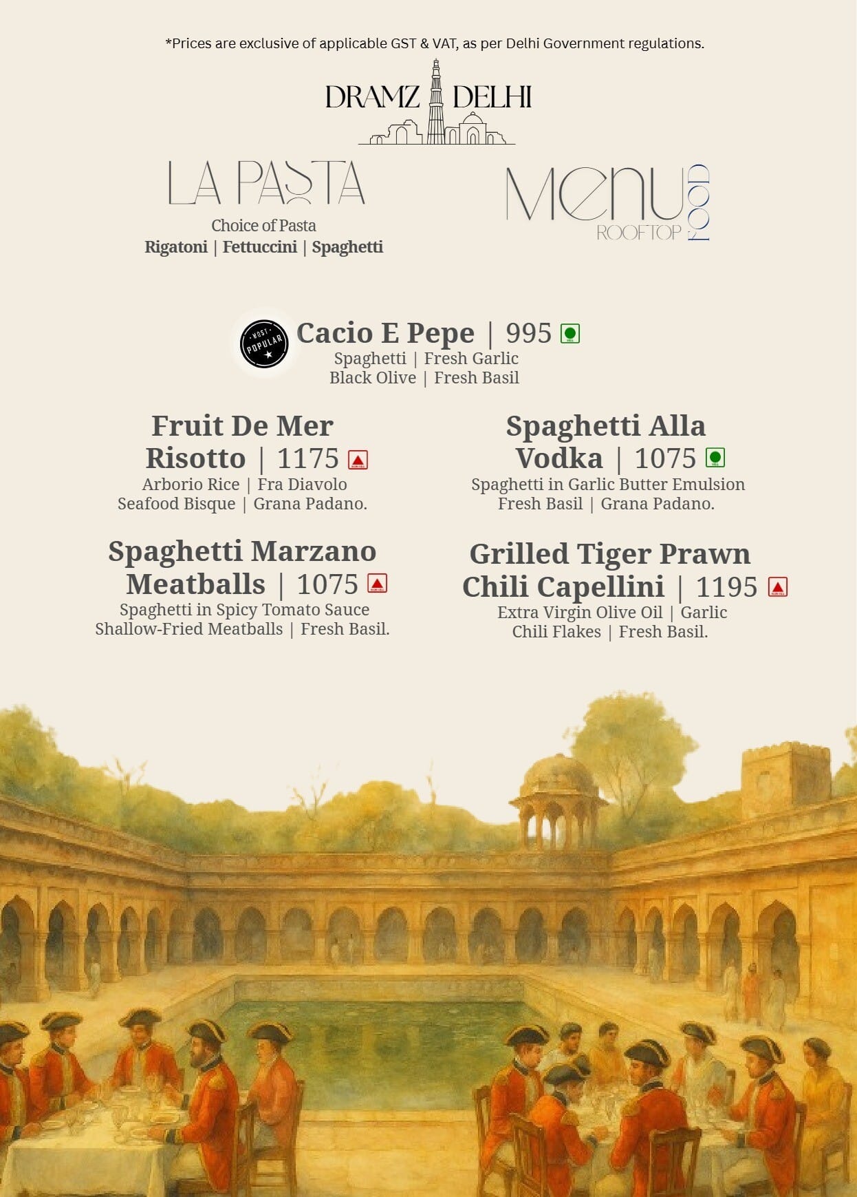 Dining Experience for Two at DRAMZ, South Delhi — Food menu