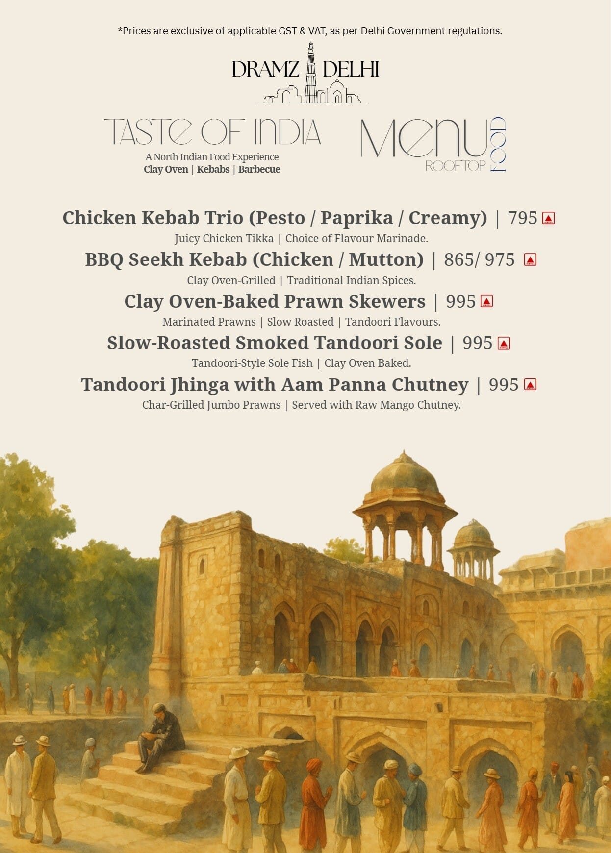 Dining Experience for Two at DRAMZ, South Delhi — Food menu