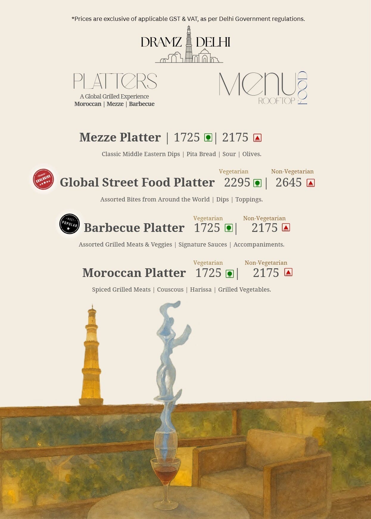Dining Experience for Two at DRAMZ, South Delhi — Beverages menu