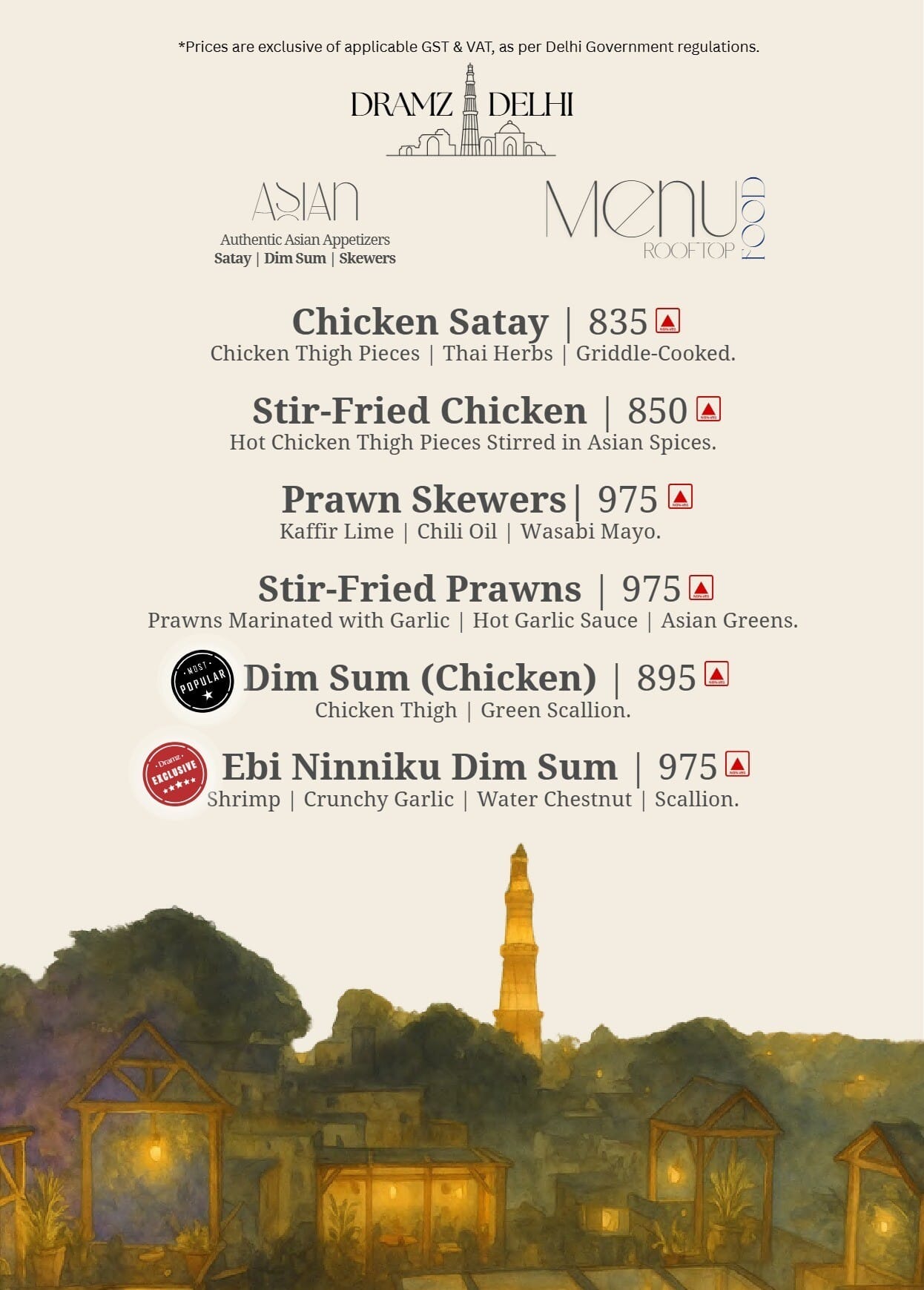Dining Experience for Two at DRAMZ, South Delhi — Beverages menu