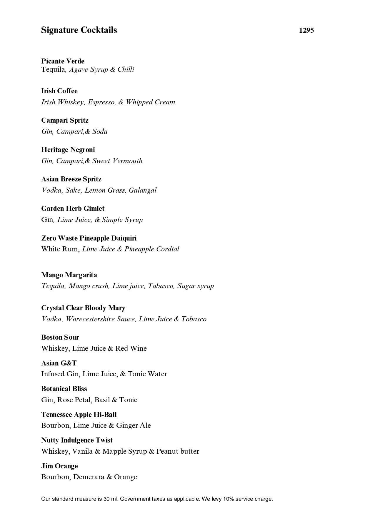 Dining Experience for Two at Savannah Bar, Mahipalpur — Beverages menu