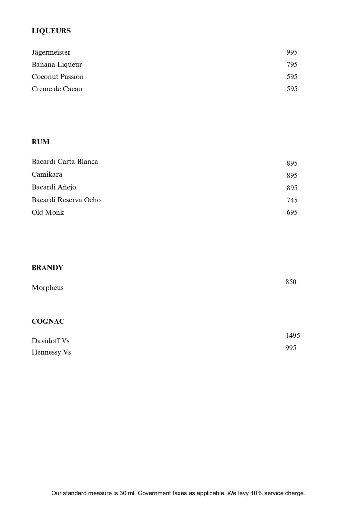 Dining Experience for Two at Savannah Bar, Mahipalpur — Beverages menu