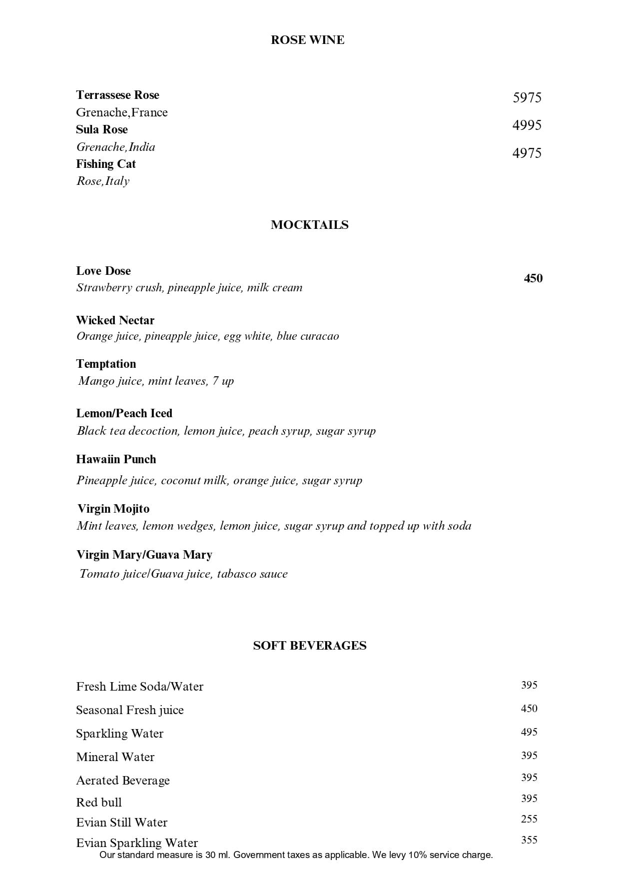 Dining Experience for Two at Savannah Bar, Mahipalpur — Beverages menu