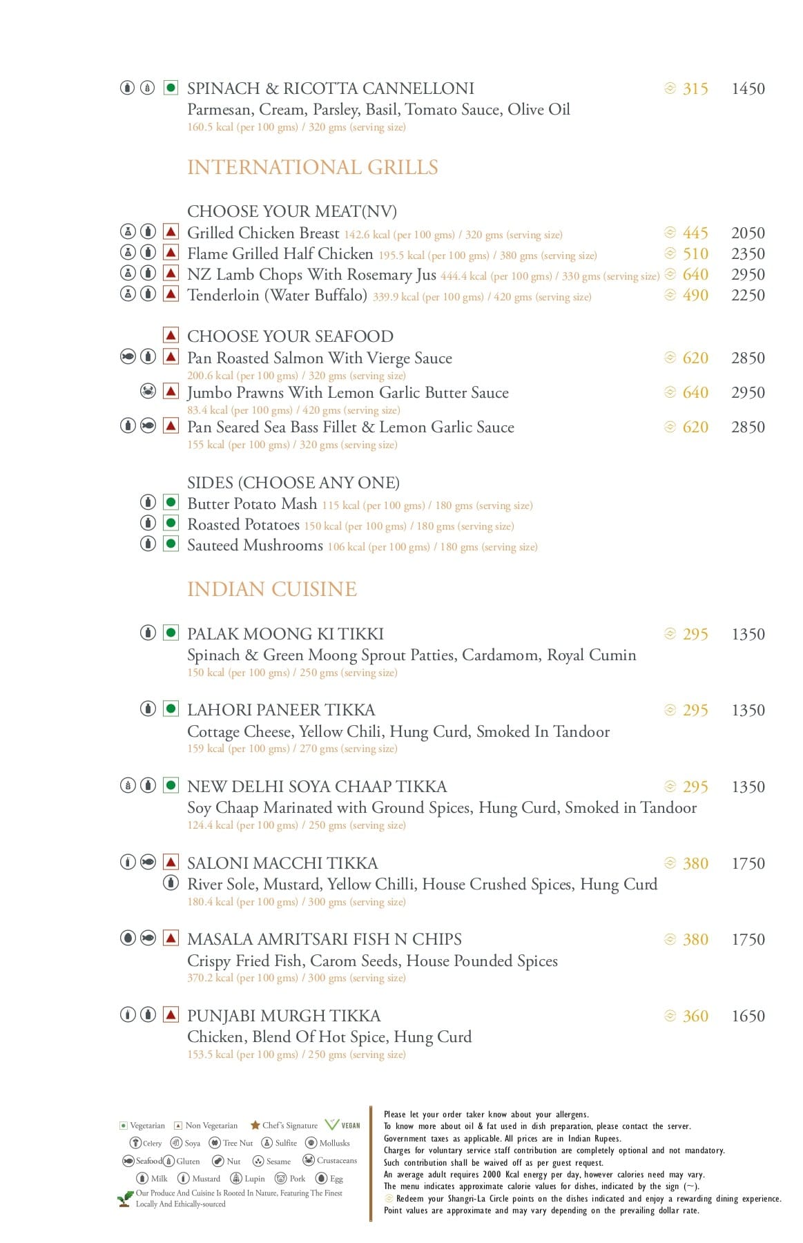 Dining Experience for Two at Tamra, Shangri-La Eros New Delhi — Food menu