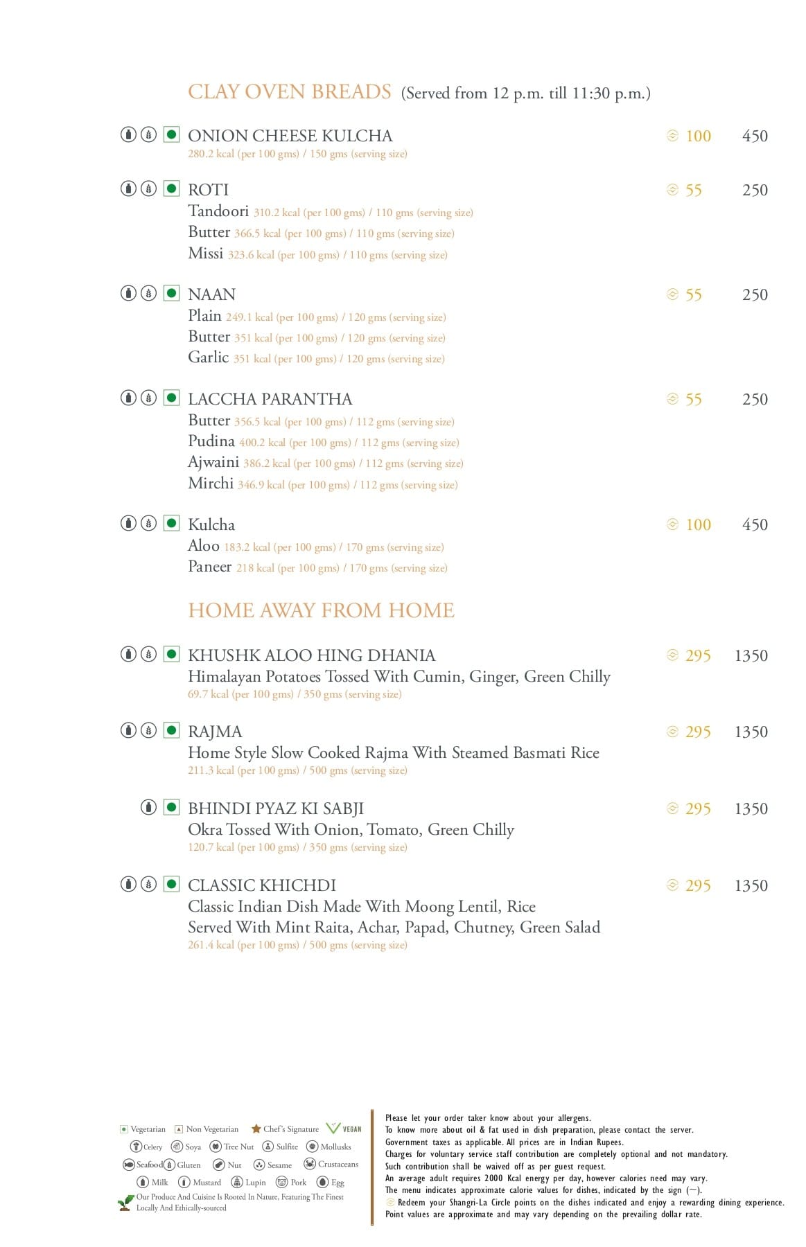 Dining Experience for Two at Tamra, Shangri-La Eros New Delhi — Food menu