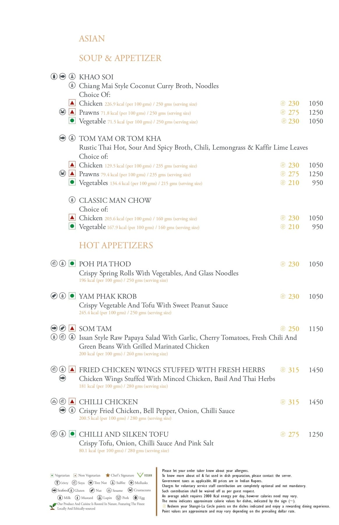Dining Experience for Two at Tamra, Shangri-La Eros New Delhi — Food menu