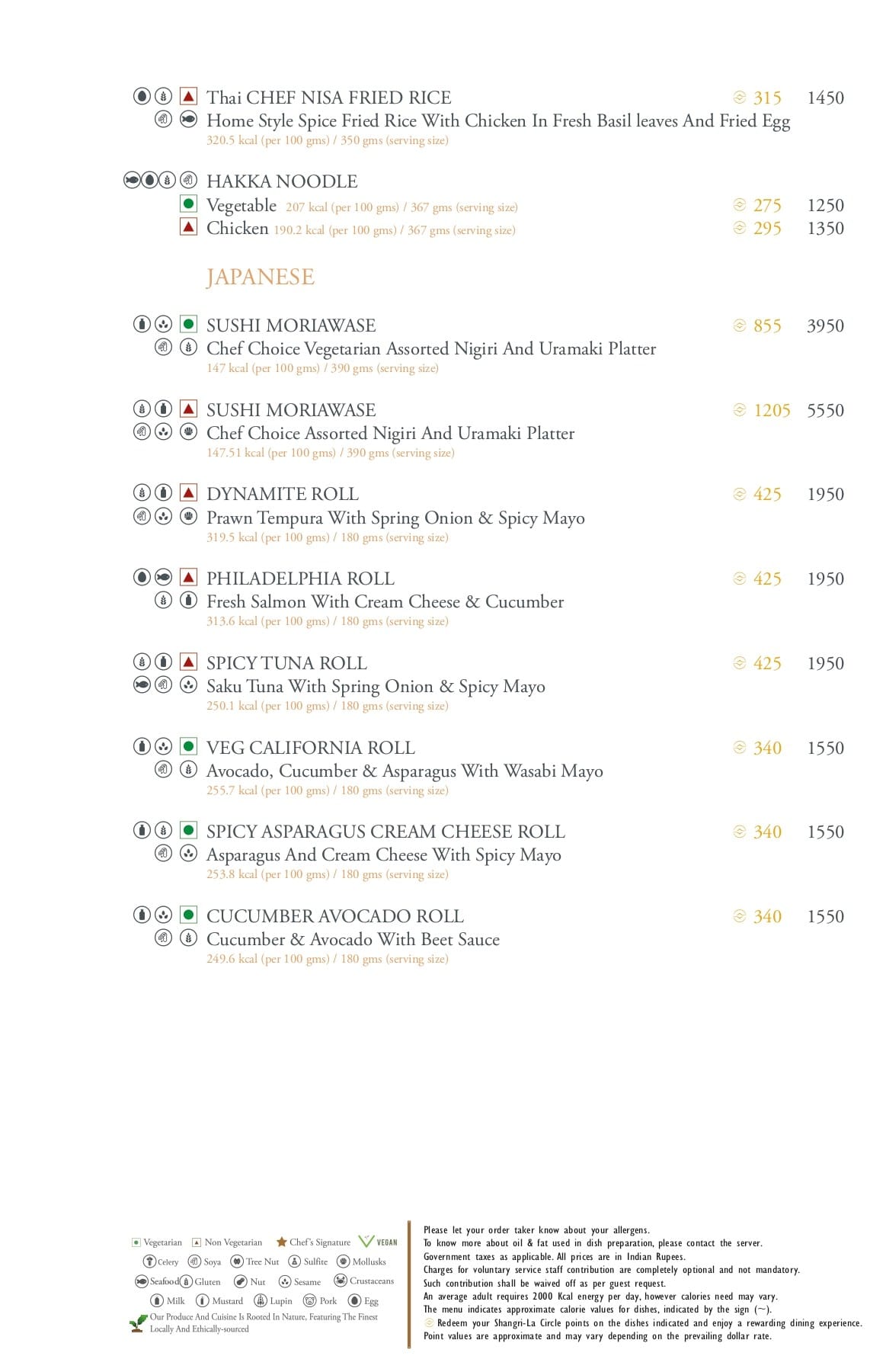 Dining Experience for Two at Tamra, Shangri-La Eros New Delhi — Food menu