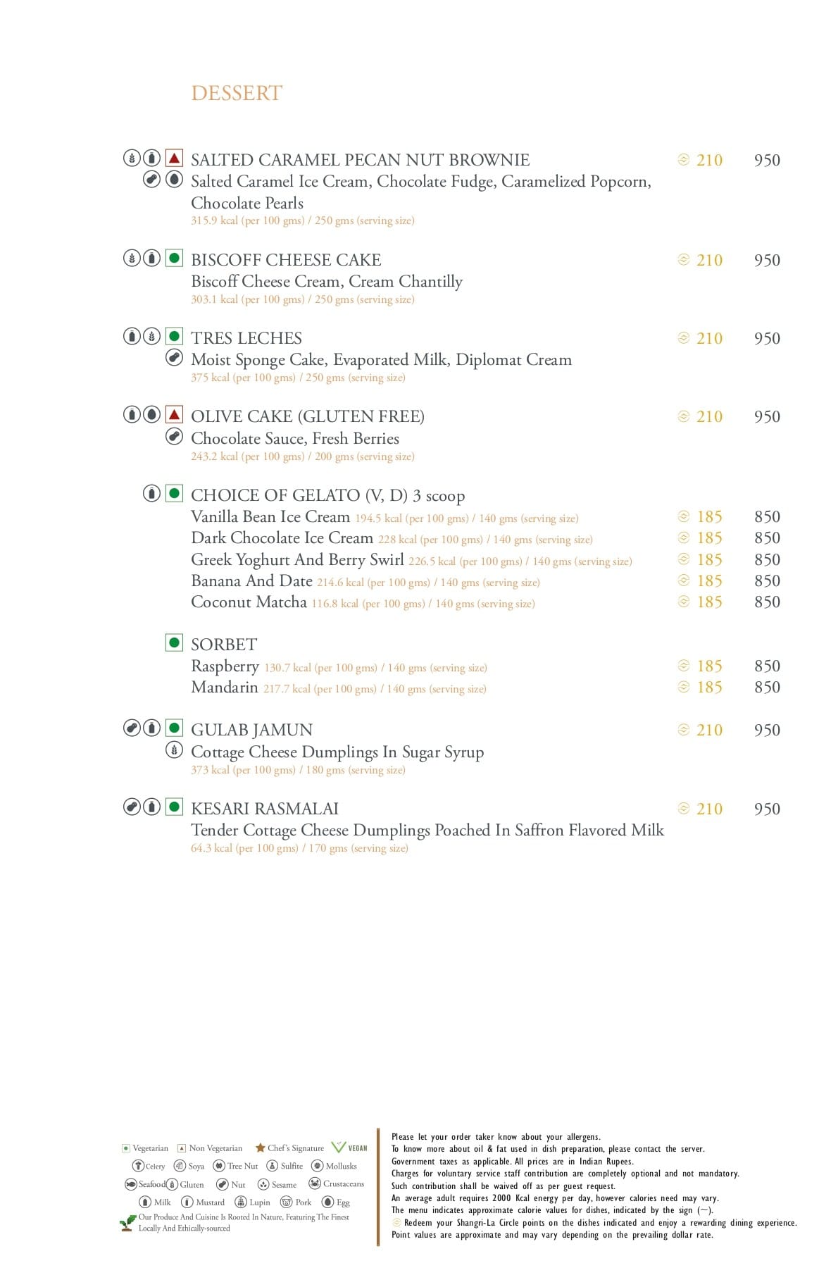 Dining Experience for Two at Tamra, Shangri-La Eros New Delhi — Food menu