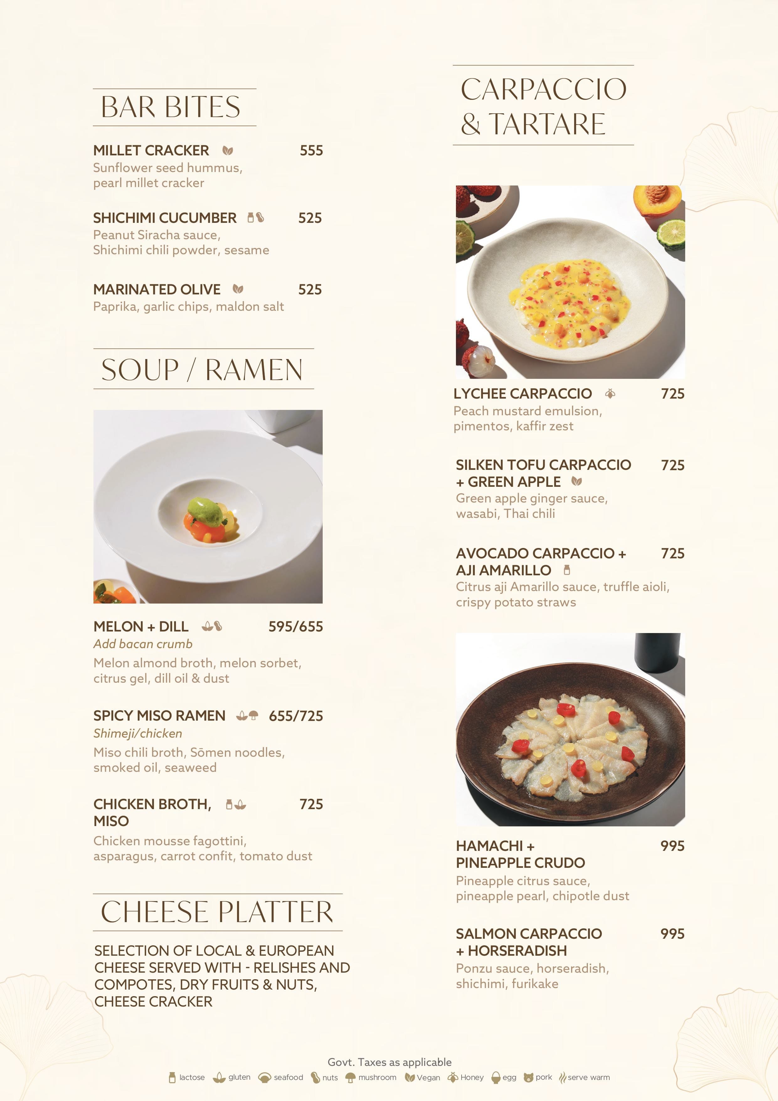 Dining Experience for Two at QLA, South Delhi — Food menu