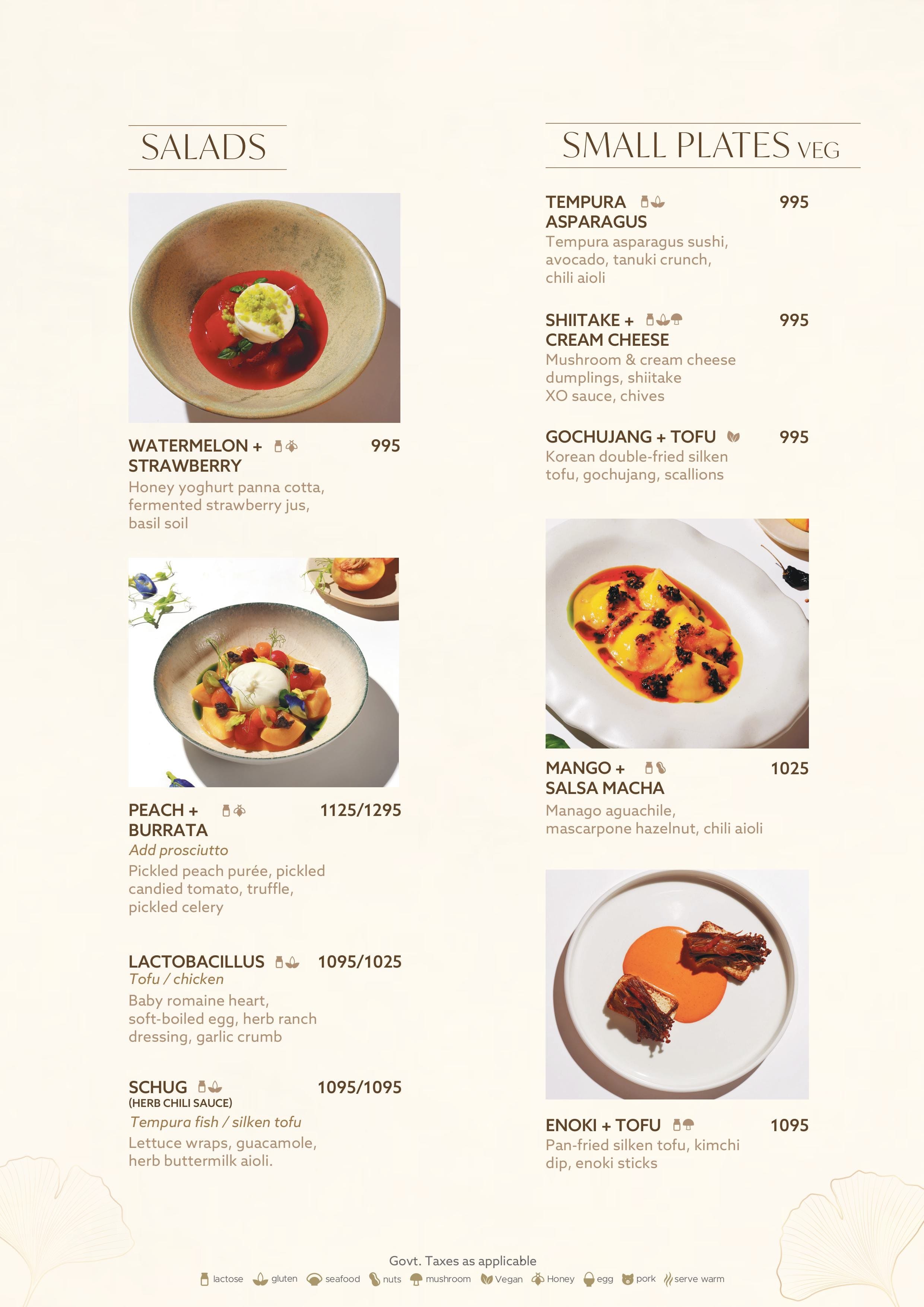 Dining Experience for Two at QLA, South Delhi — Food menu