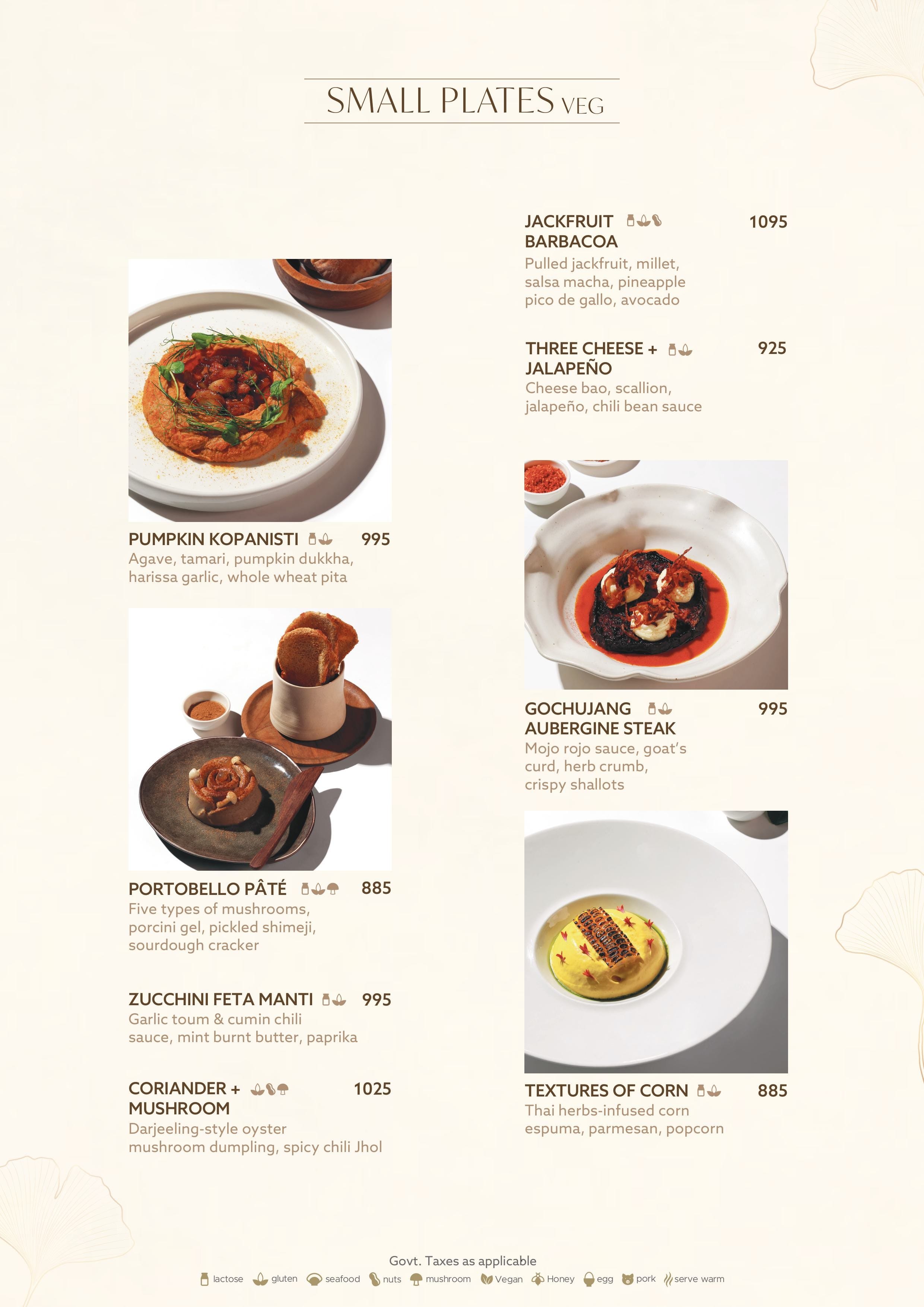 Dining Experience for Two at QLA, South Delhi — Food menu
