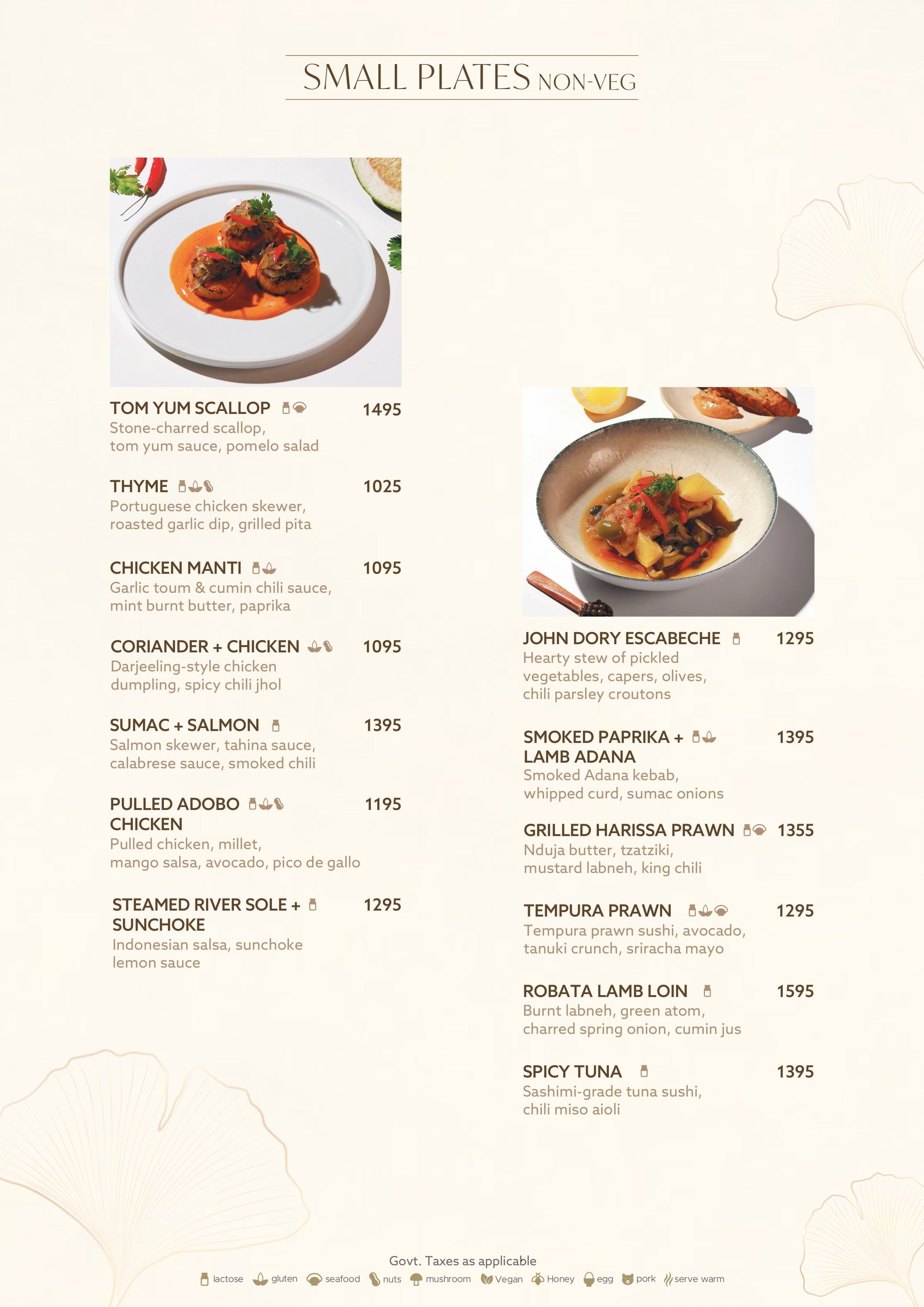 Dining Experience for Two at QLA, South Delhi — Food menu