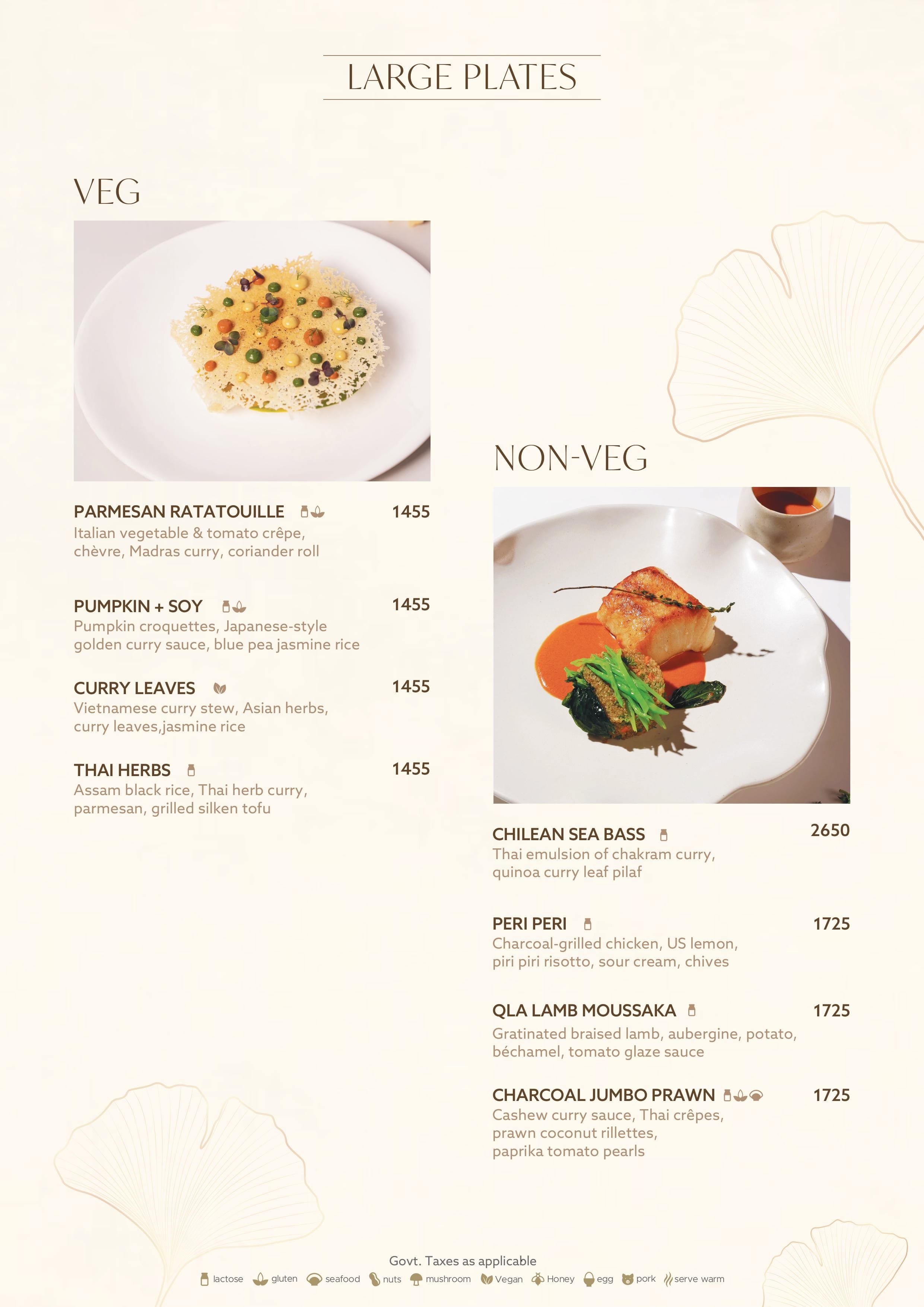 Dining Experience for Two at QLA, South Delhi — Food menu