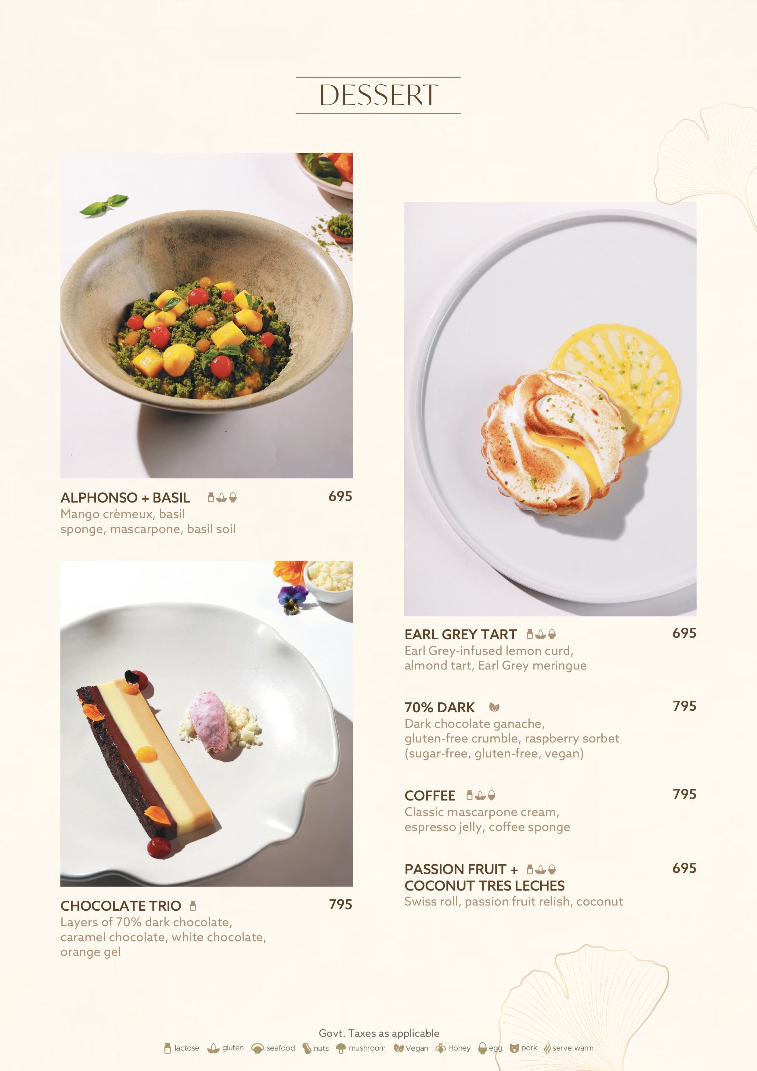 Dining Experience for Two at QLA, South Delhi — Food menu