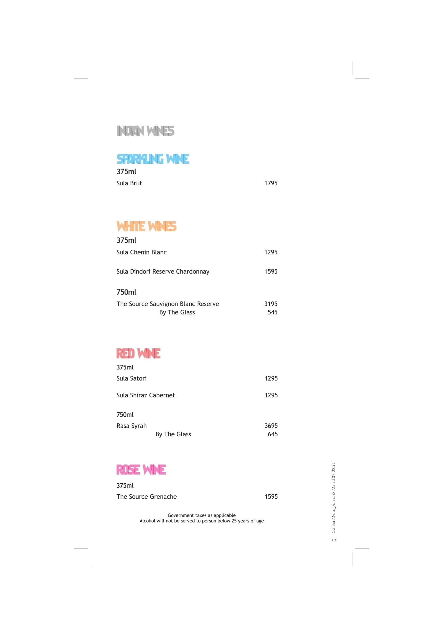 Dining Experience for Two at Sigree Global Grill, Central Mumbai — Beverages menu