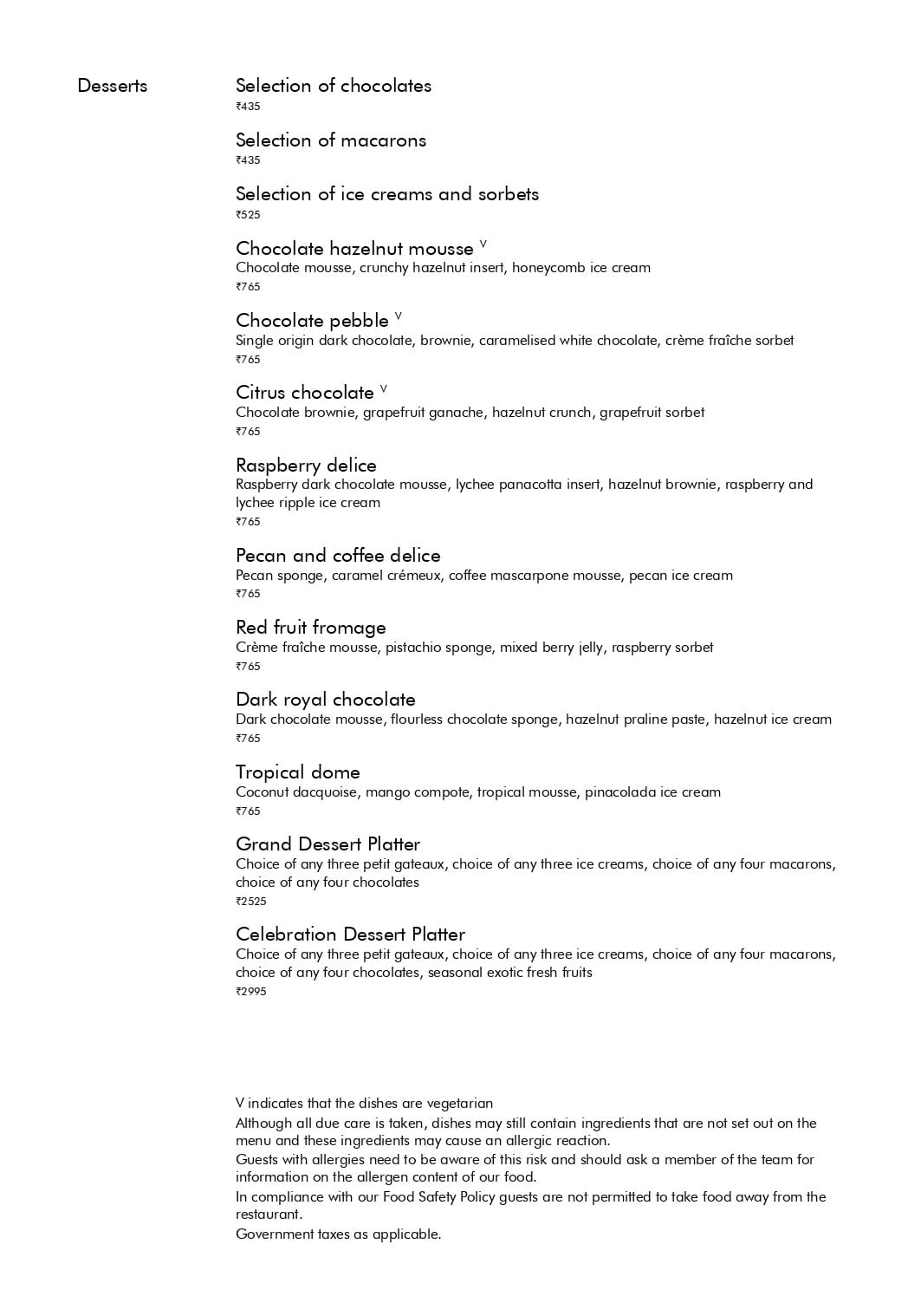 Dining Experience for Two at Yauatcha, Western Suburbs — Food menu