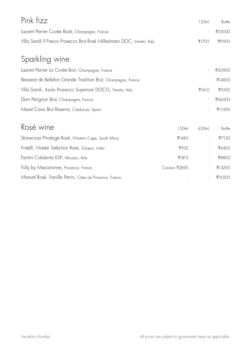 Dining Experience for Two at Yauatcha, Western Suburbs — Beverages menu