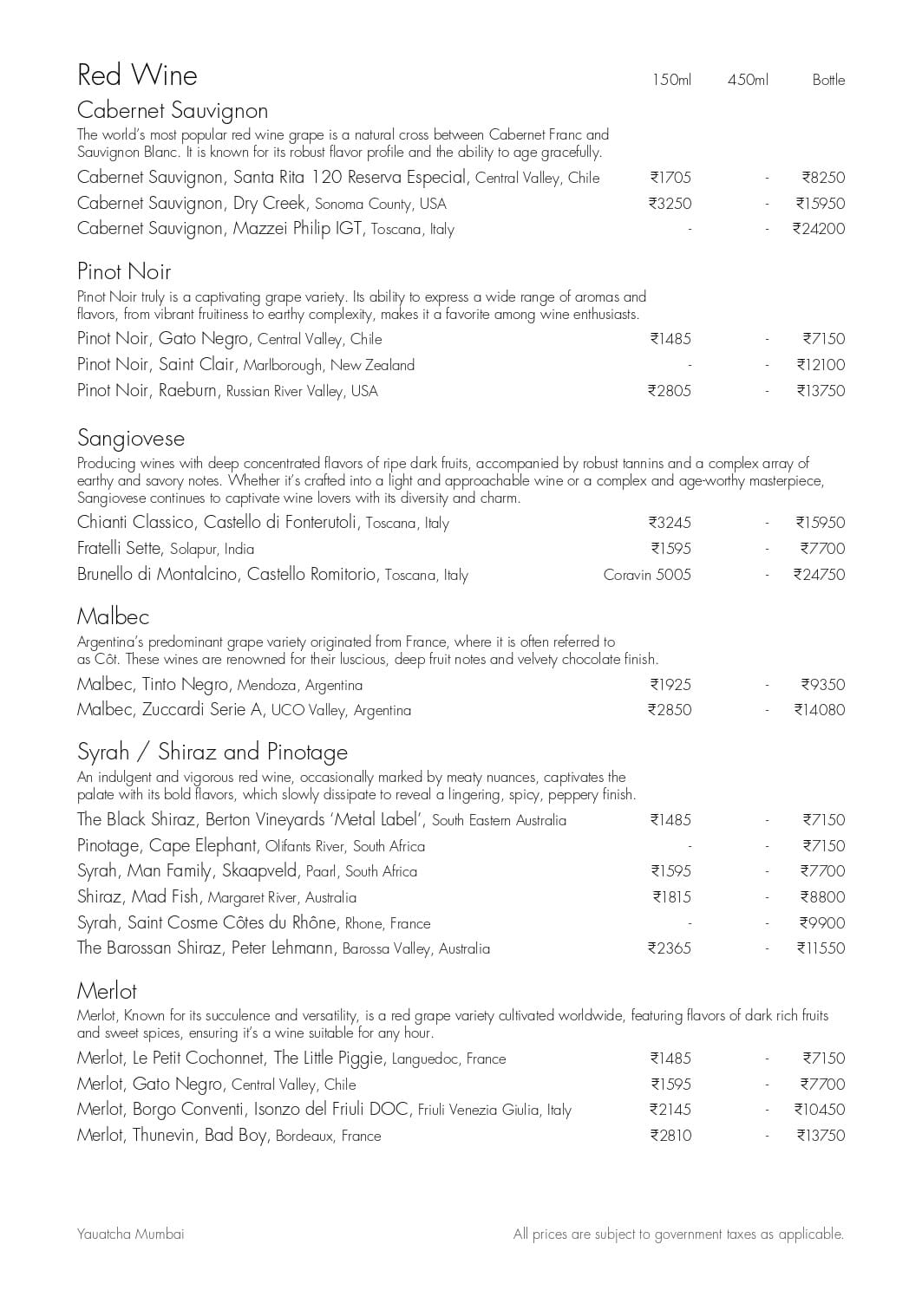 Dining Experience for Two at Yauatcha, Western Suburbs — Beverages menu